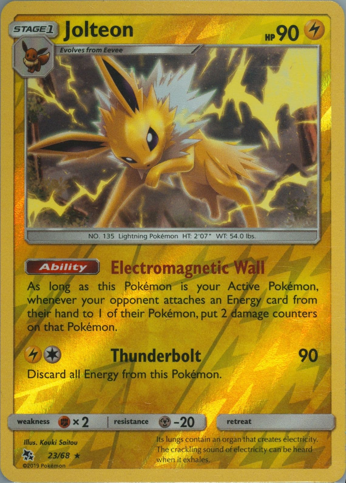 Jolteon-Reverse Foil (23) 2019 Pokemon Sun & Moon Hidden Fates