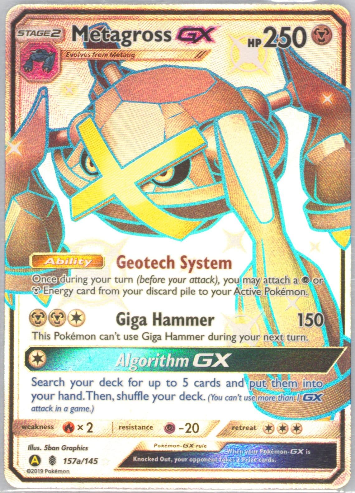 Full Art/Metagross GX 2019 Yellow A Alternate Art Hidden Fates Ultra Ball Collection (157a) 2017 Pokemon Sun & Moon Guardians Rising