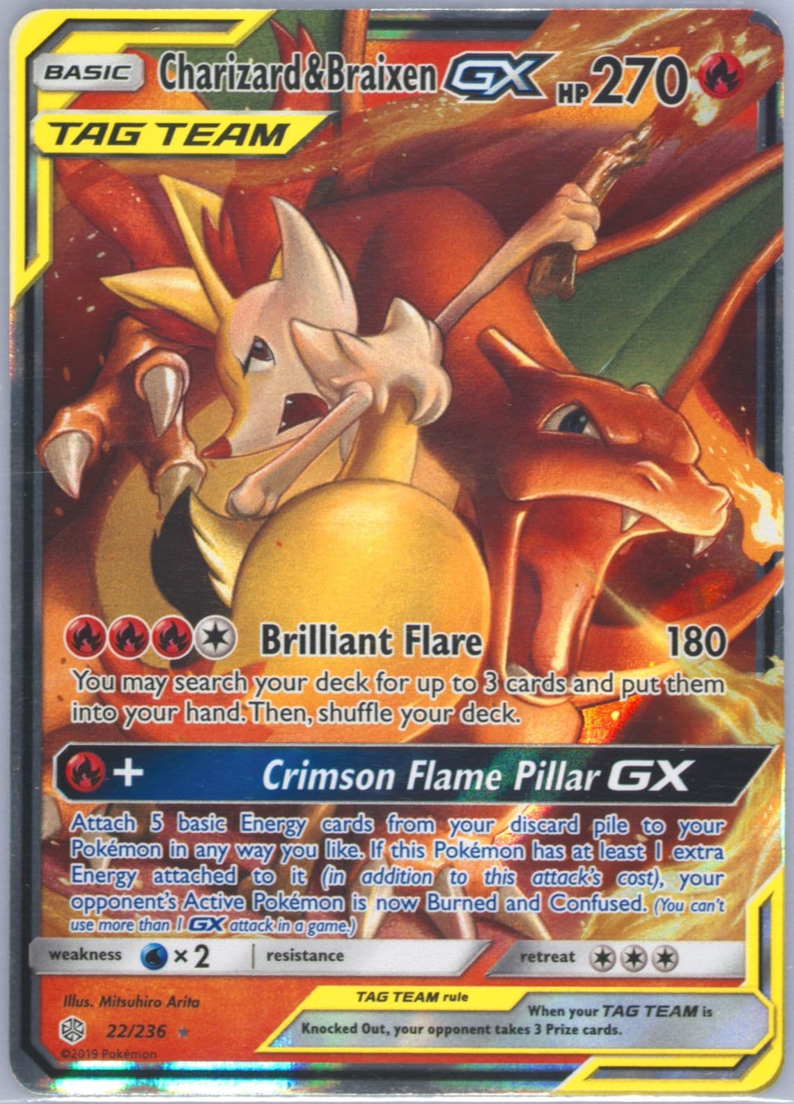 Charizard & Braixen GX (22) 2019 Pokemon Sun & Moon Cosmic Eclipse