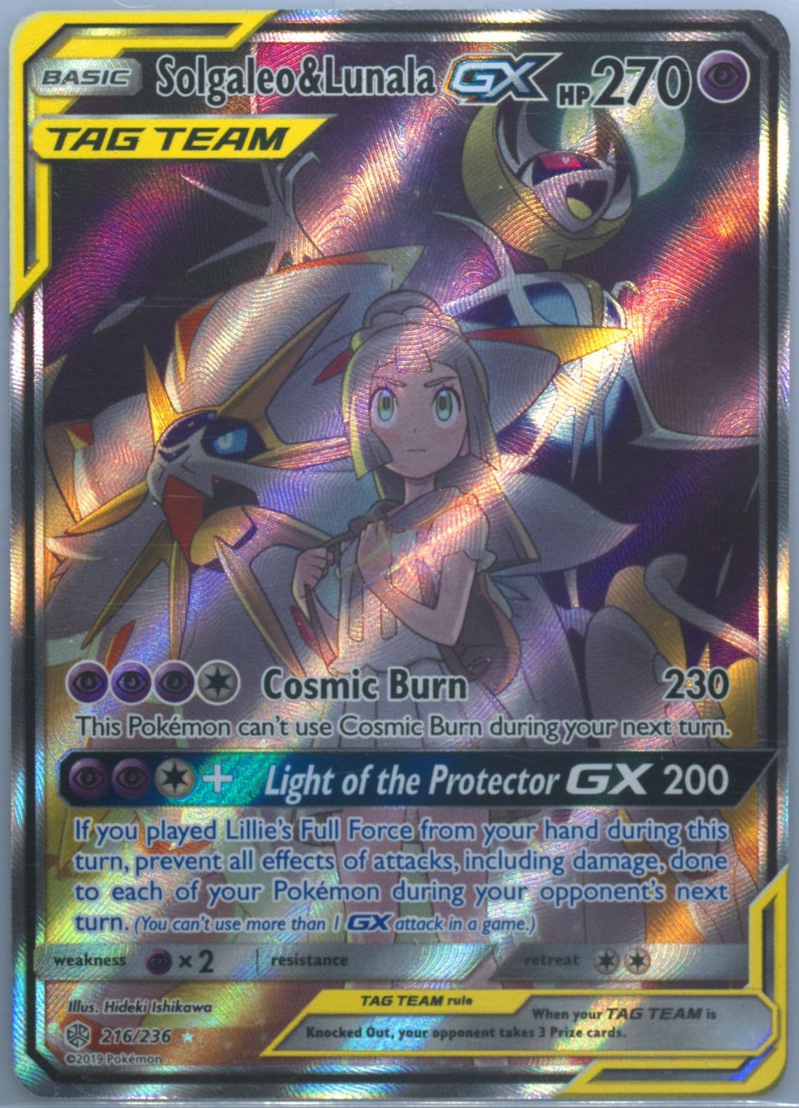 Full Art/Solgaleo & Lunala GX (216) 2019 Pokemon Sun & Moon Cosmic Eclipse