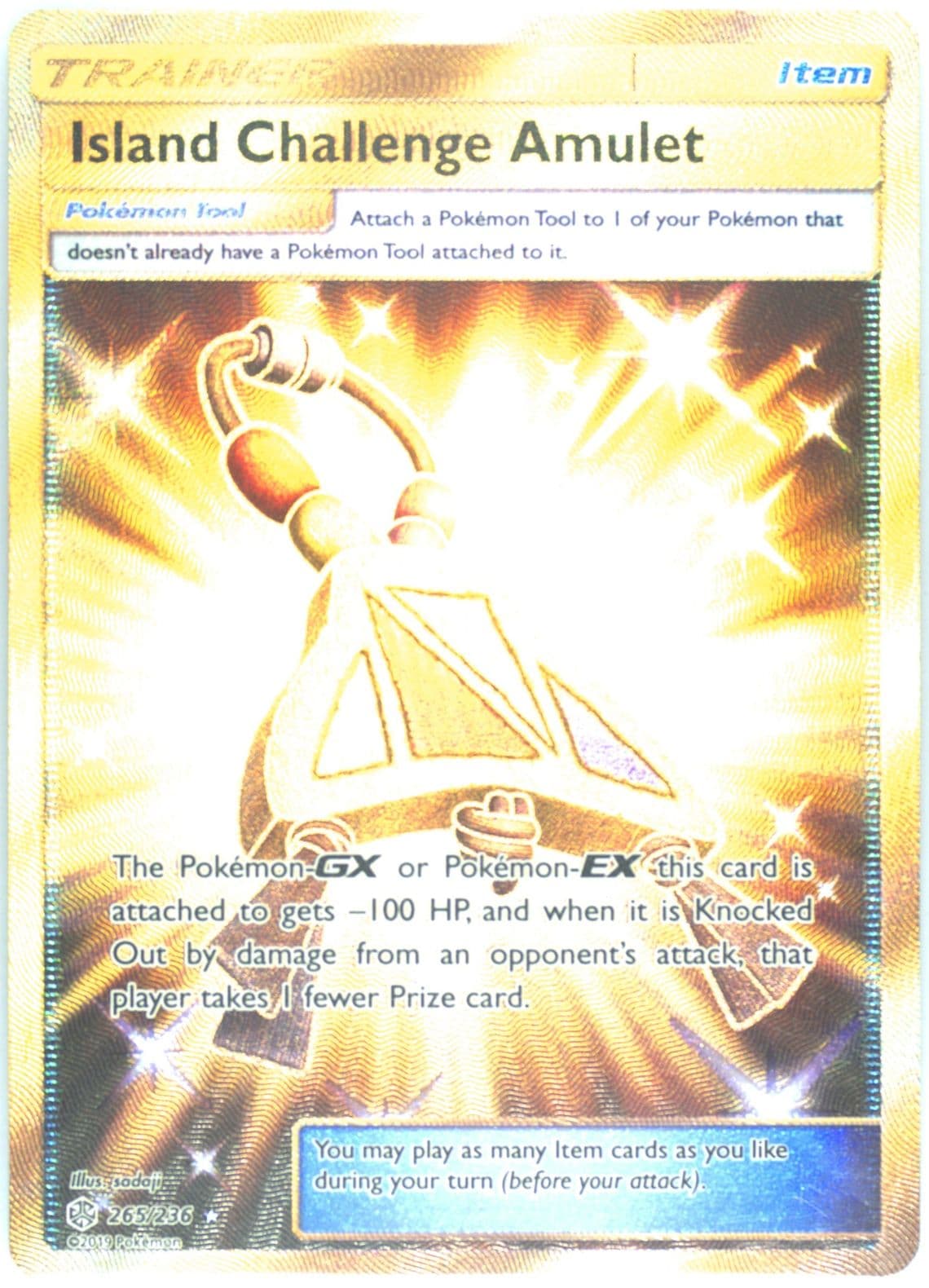 Full Art/Island Challenge Amulet Secret (265) 2019 Pokemon Sun & Moon Cosmic Eclipse