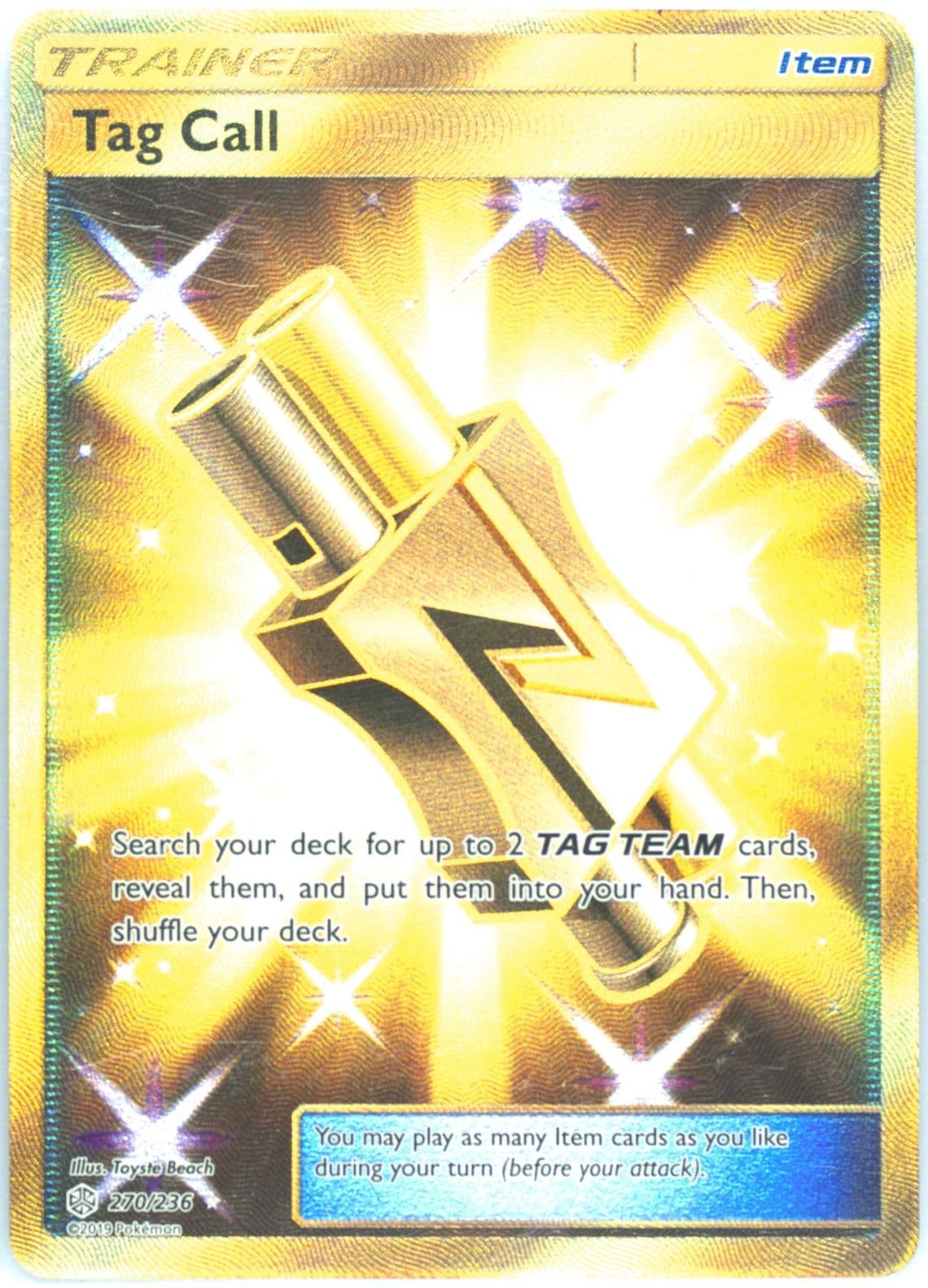 Full Art/Tag Call Secret (270) 2019 Pokemon Sun & Moon Cosmic Eclipse