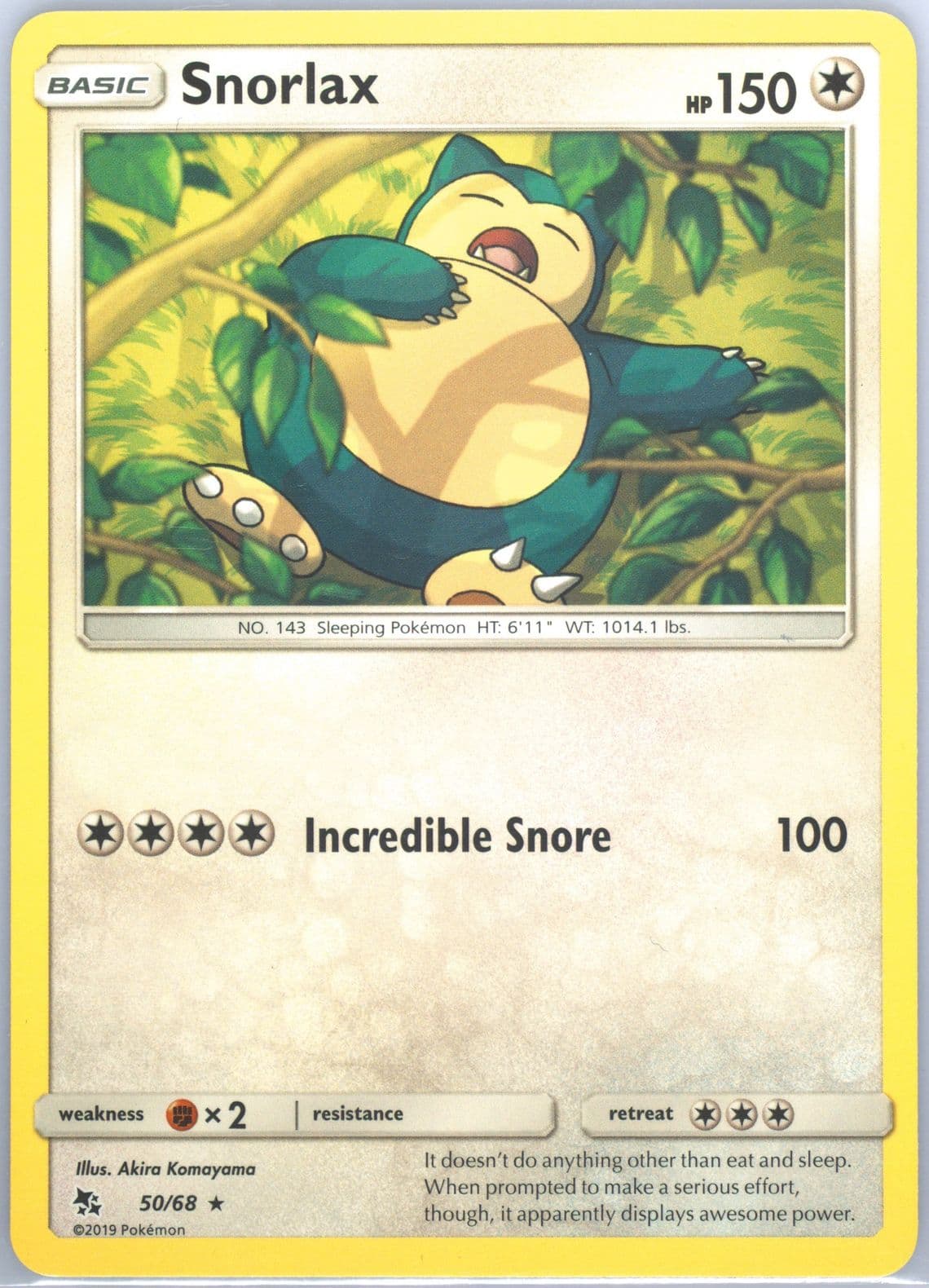 Snorlax (50) 2019 Pokemon Sun & Moon Hidden Fates