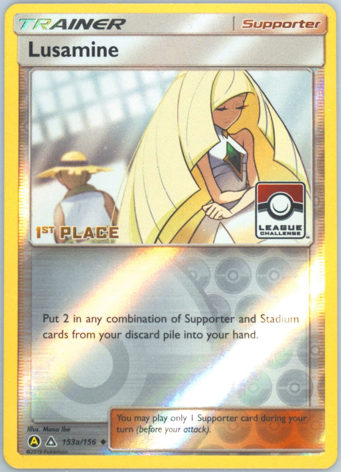 Lusamine-Reverse Foil 2019 Yellow A Alternate Art 1st Place Pokemon League (153a) 2018 Pokemon Sun & Moon Ultra Prism
