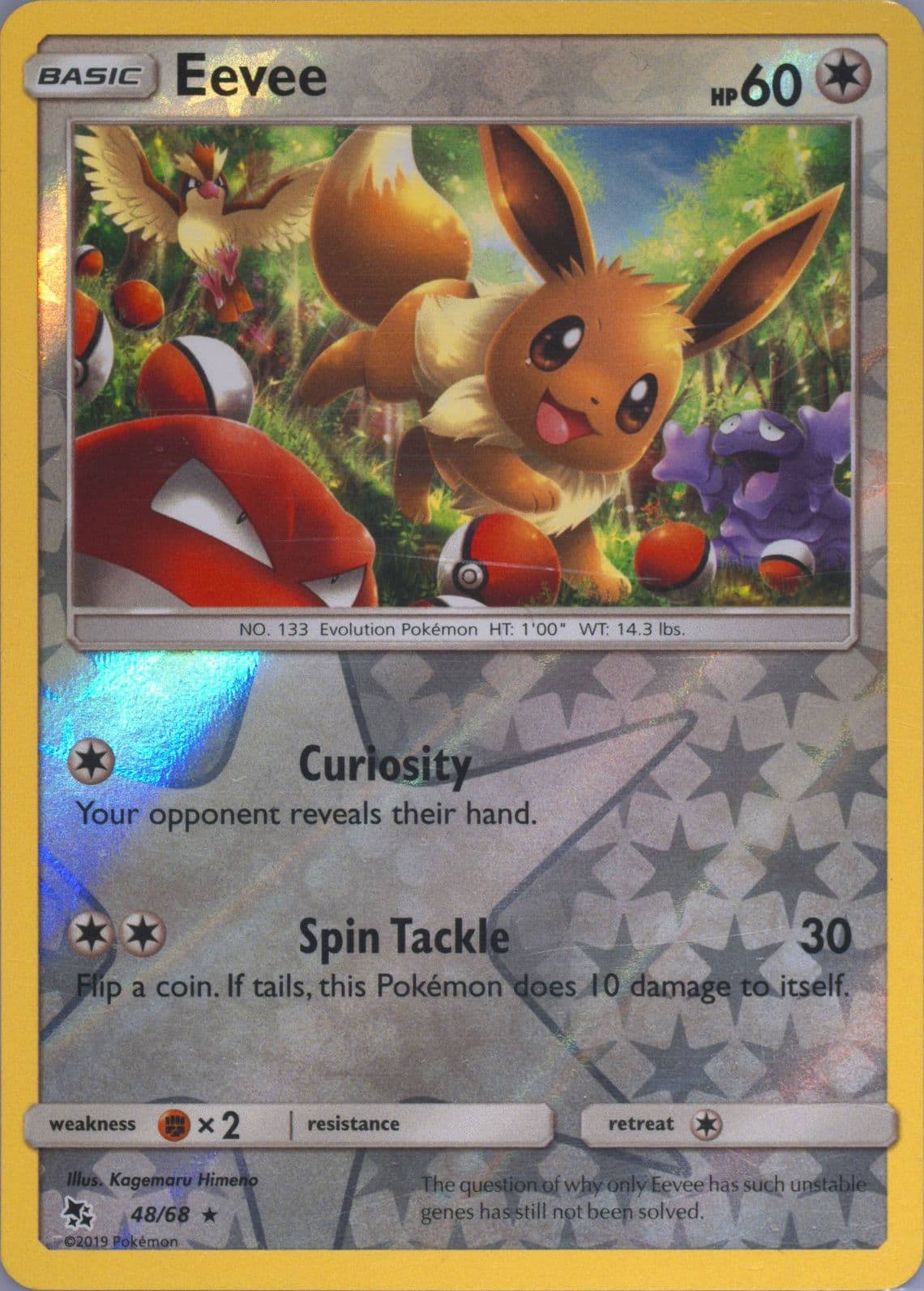 Eevee-Reverse Foil (48) 2019 Pokemon Sun & Moon Hidden Fates