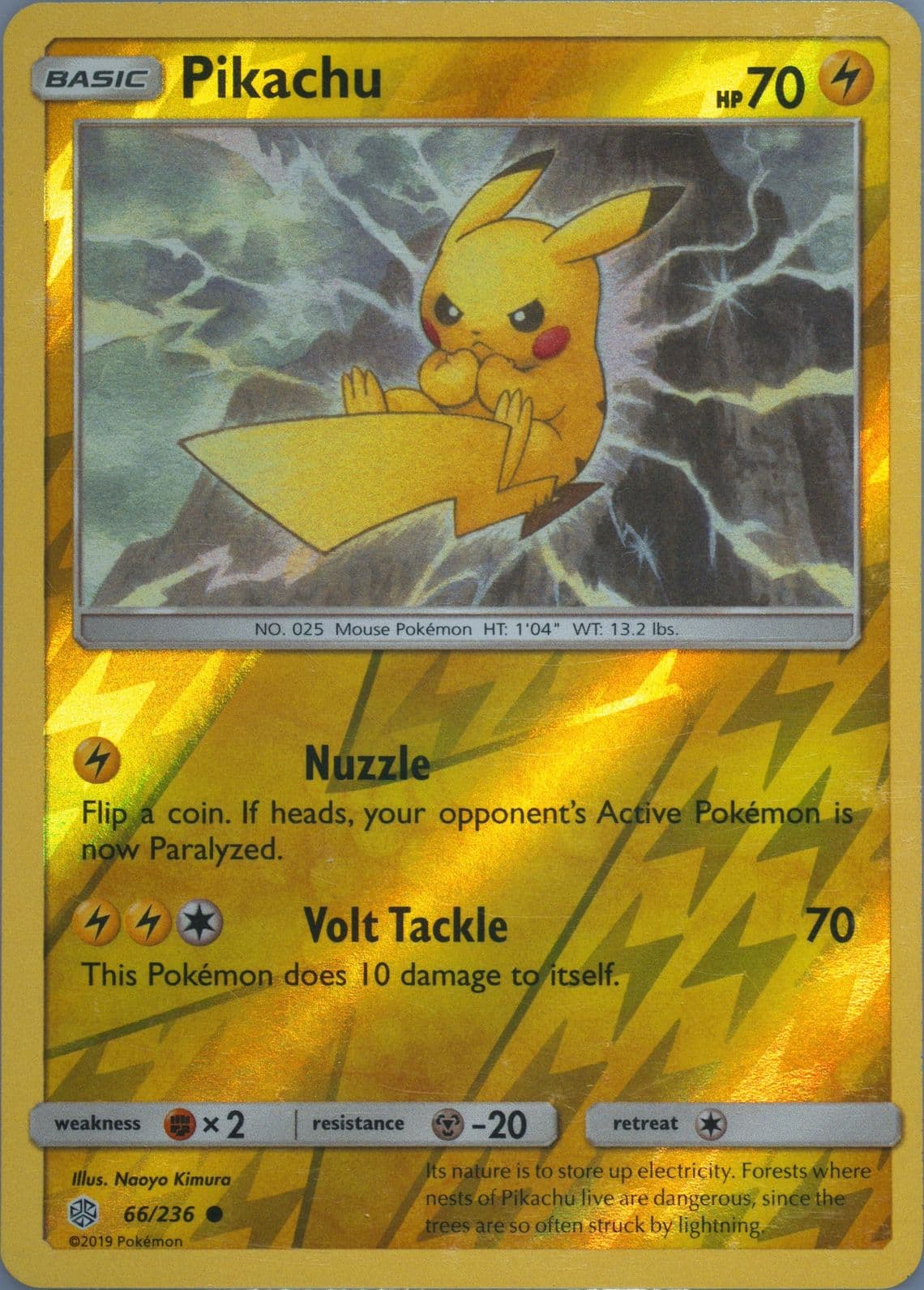 Pikachu-Reverse Foil (66) 2019 Pokemon Sun & Moon Cosmic Eclipse