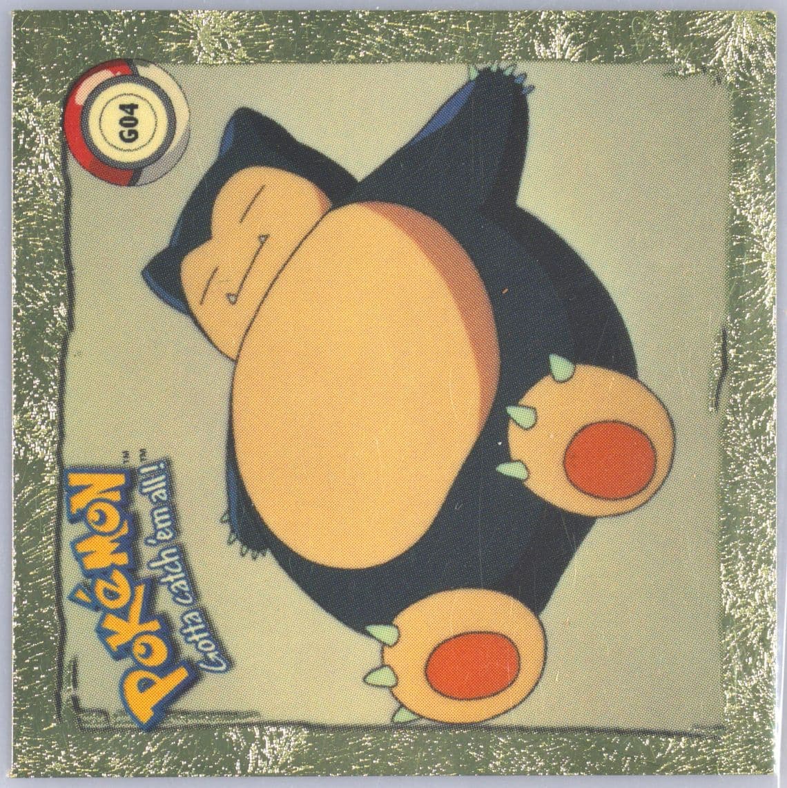Snorlax (G04) 1999 Pokemon Stickers Series 1 Rare Gold Stickers