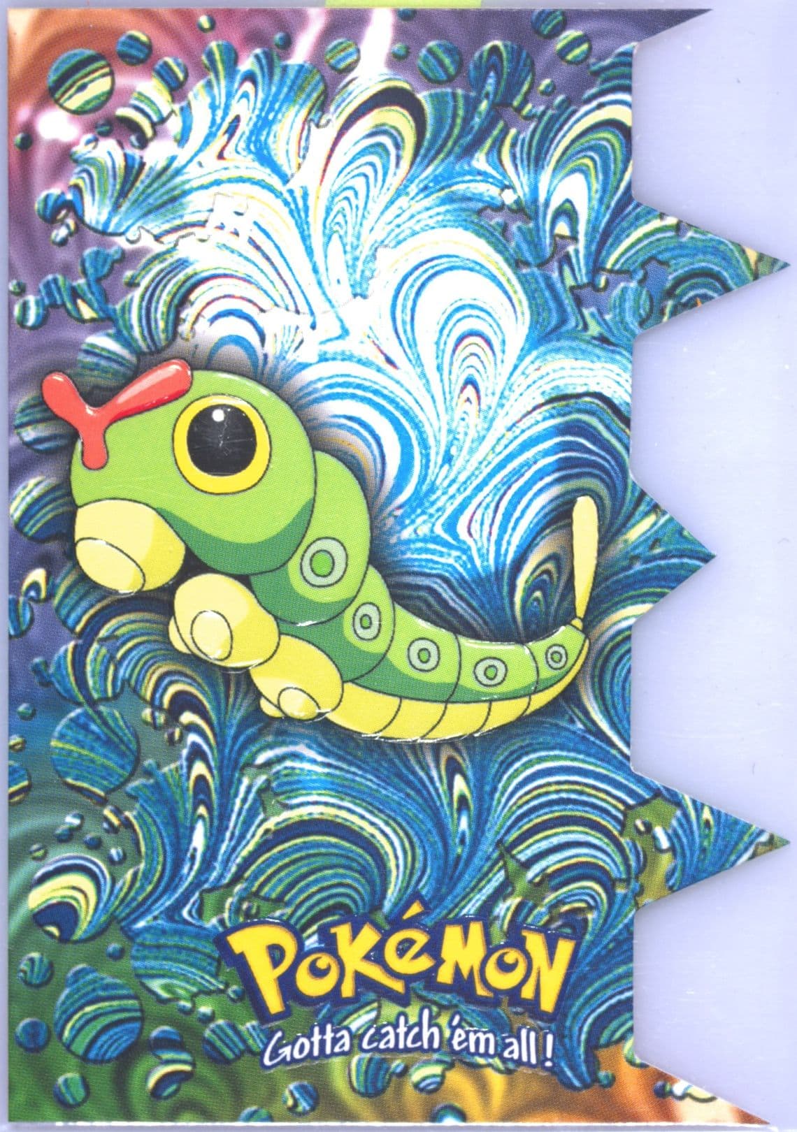 Caterpie (EV1) 2000 Topps Pokemon TV Animation Die-Cut Embossed