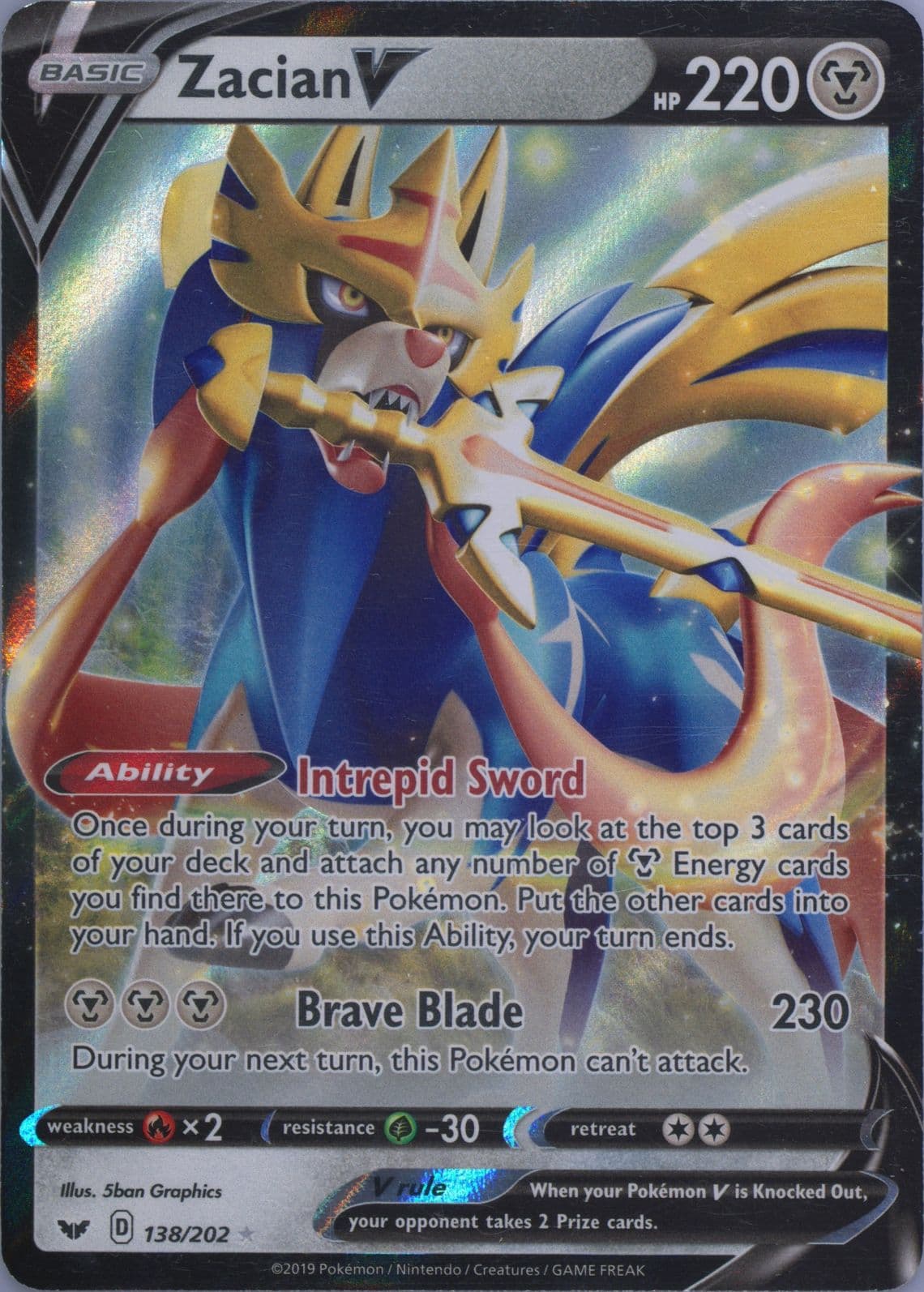 Zacian V (138) 2020 Pokemon Sword & Shield
