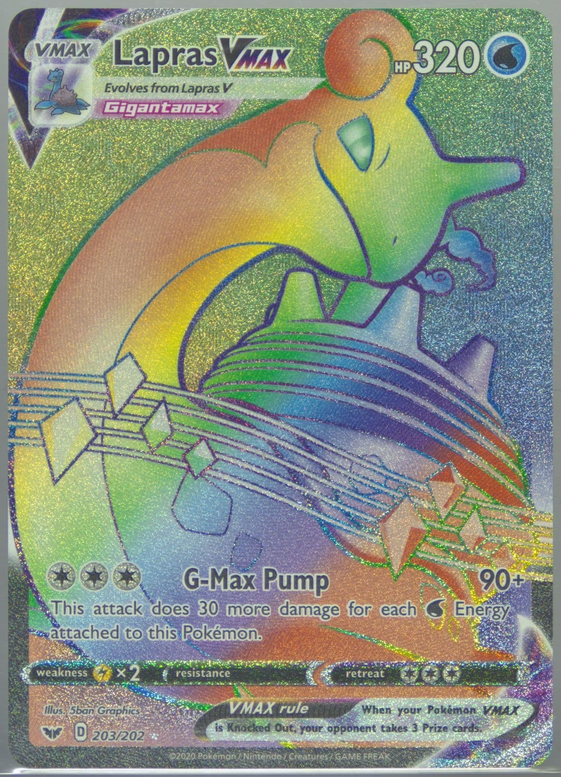 Full Art/Lapras Vmax Secret (203) 2020 Pokemon Sword & Shield