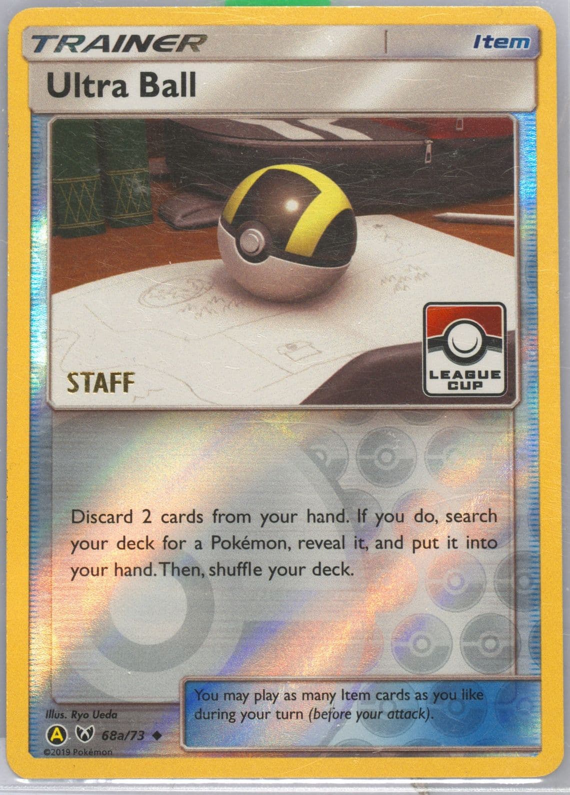Ultra Ball-Reverse Foil Yellow A Alternate Art-League Cup-Staff (68a) 2017 Pokemon Sun & Moon Shining Legends
