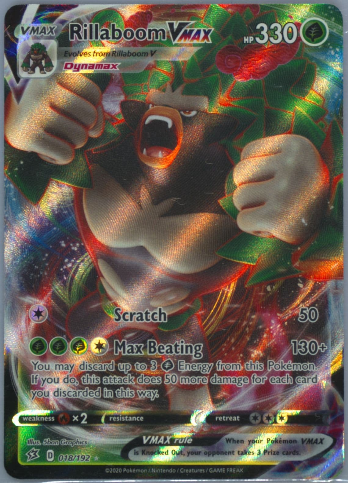 Full Art/Rillaboom Vmax (018) 2020 Pokemon Sword & Shield Rebel Clash