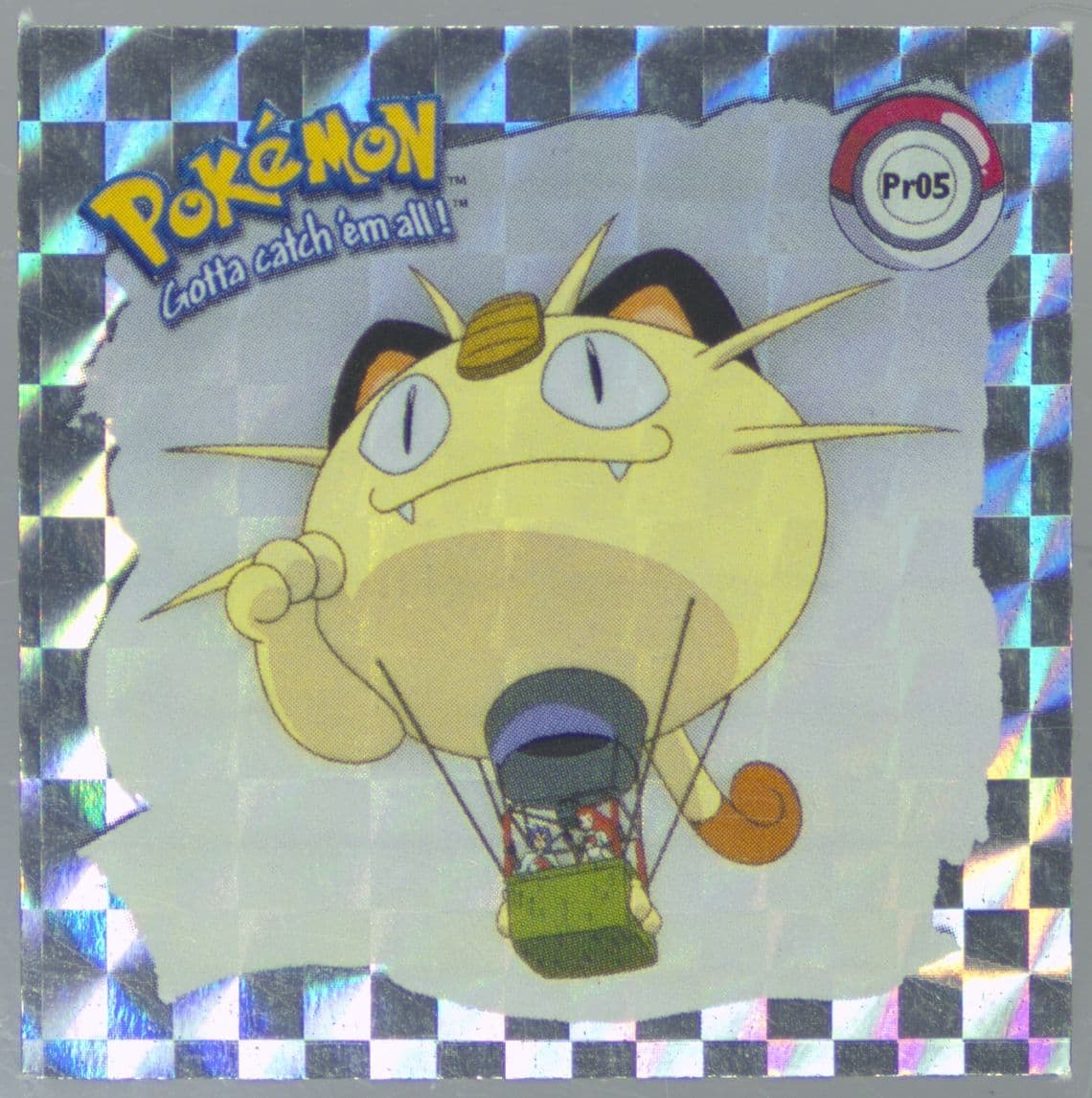 Meowth (PR05) 1999 Pokemon Stickers Series 1 Bonus Prism Stickers