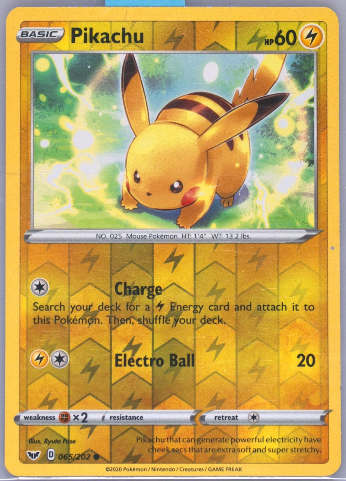 Pikachu-Reverse Foil (065) 2020 Pokemon Sword & Shield