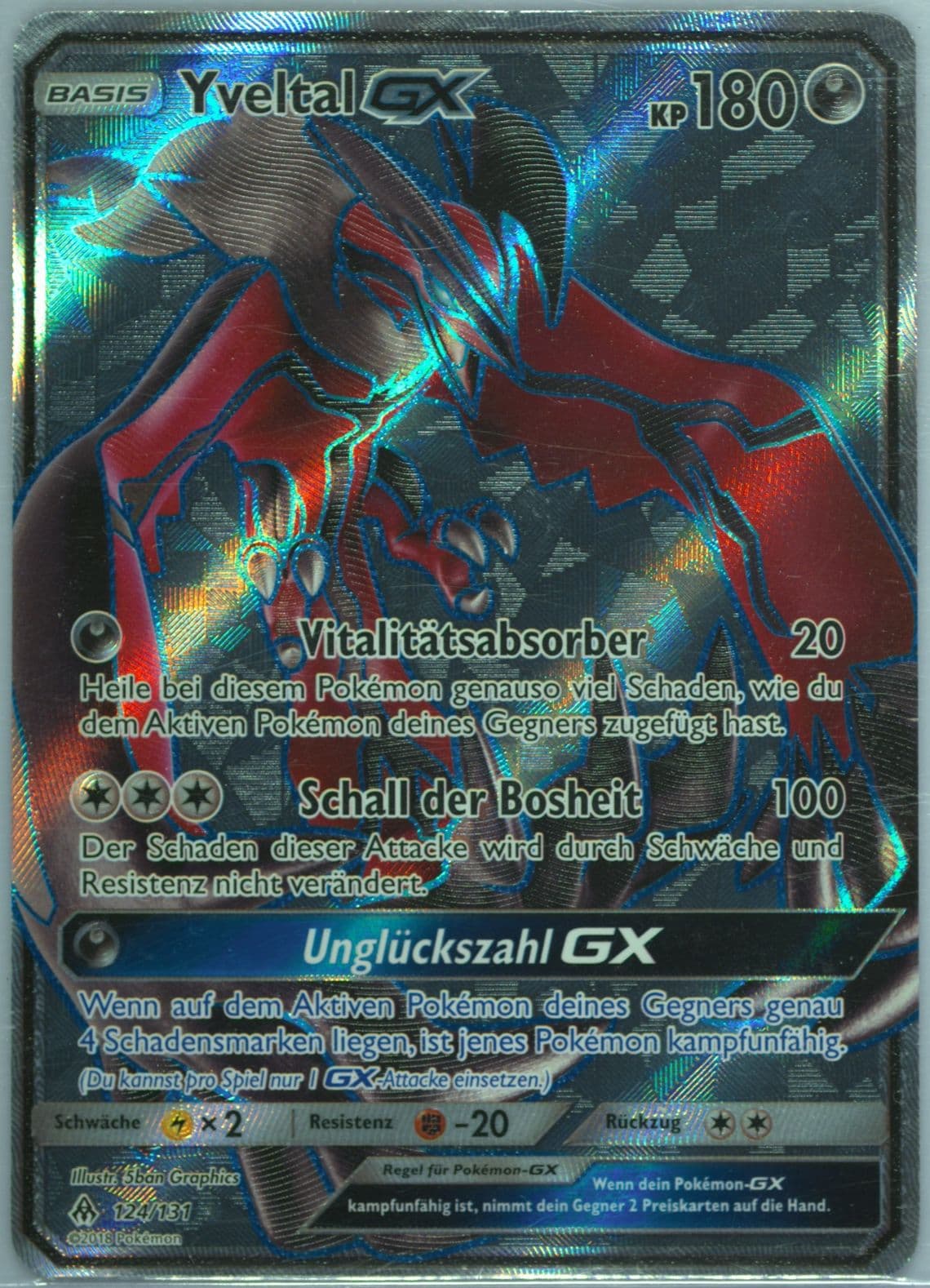 Full Art/Yveltal GX German (124) 2018 Pokemon Sun & Moon Forbidden Light