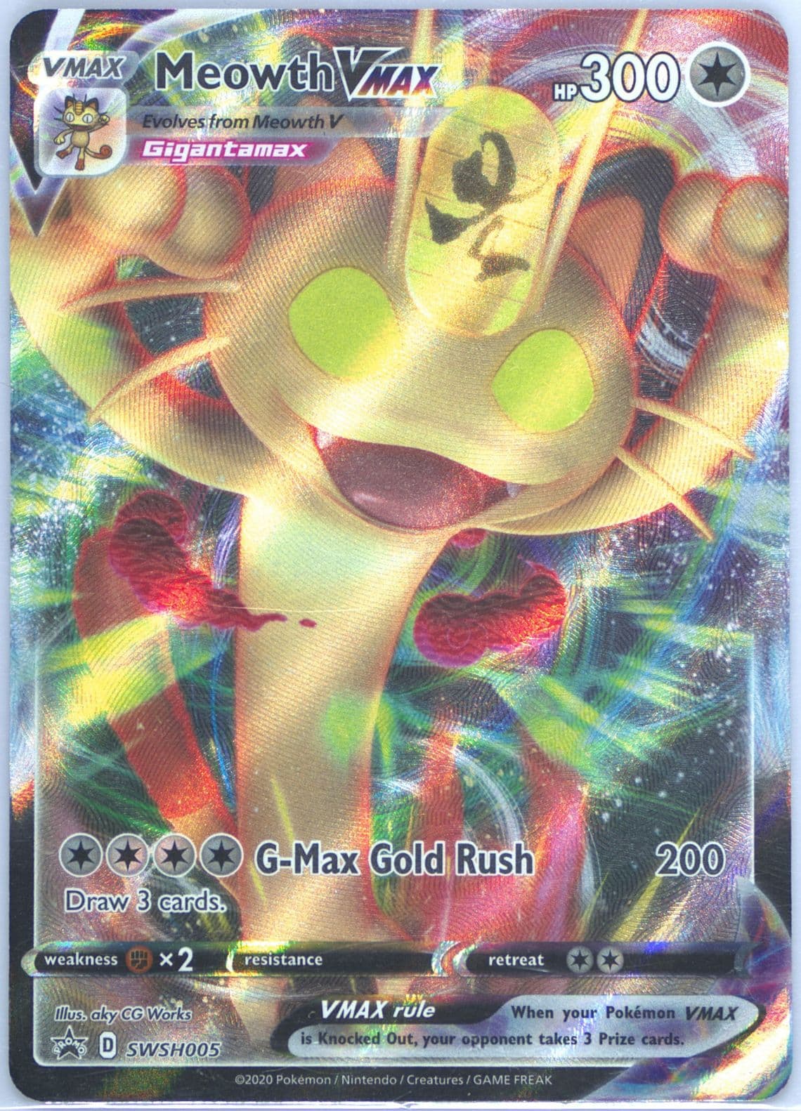 Full Art/Meowth Vmax Meowth Vmax Special Collection (005) 2020 Pokemon Swsh Black Star Promo