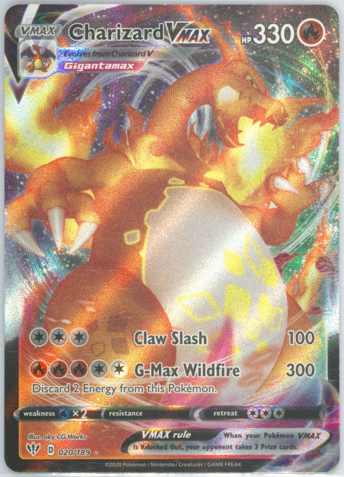 Full Art/Charizard Vmax (020) 2020 Pokemon Sword & Shield Darkness Ablaze