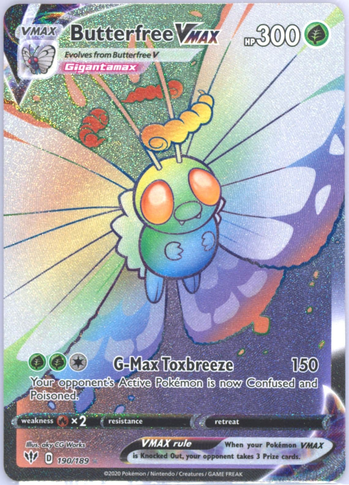 Full Art/Butterfree Vmax Secret (190) 2020 Pokemon Sword & Shield Darkness Ablaze