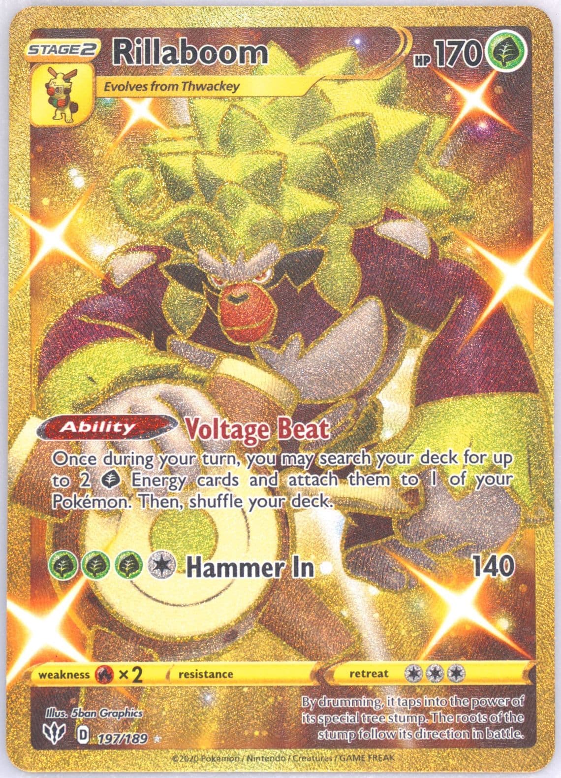 Full Art/Rillaboom Secret (197) 2020 Pokemon Sword & Shield Darkness Ablaze