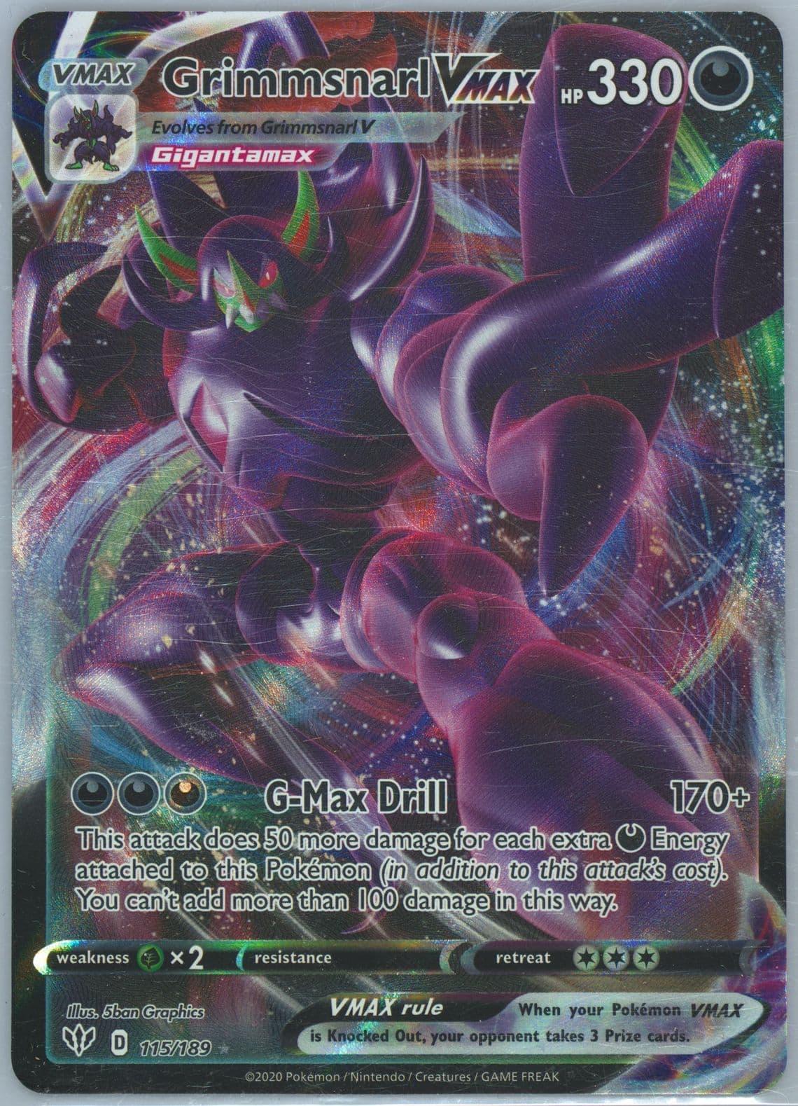 Full Art/Grimmsnarl Vmax (115) 2020 Pokemon Sword & Shield Darkness Ablaze