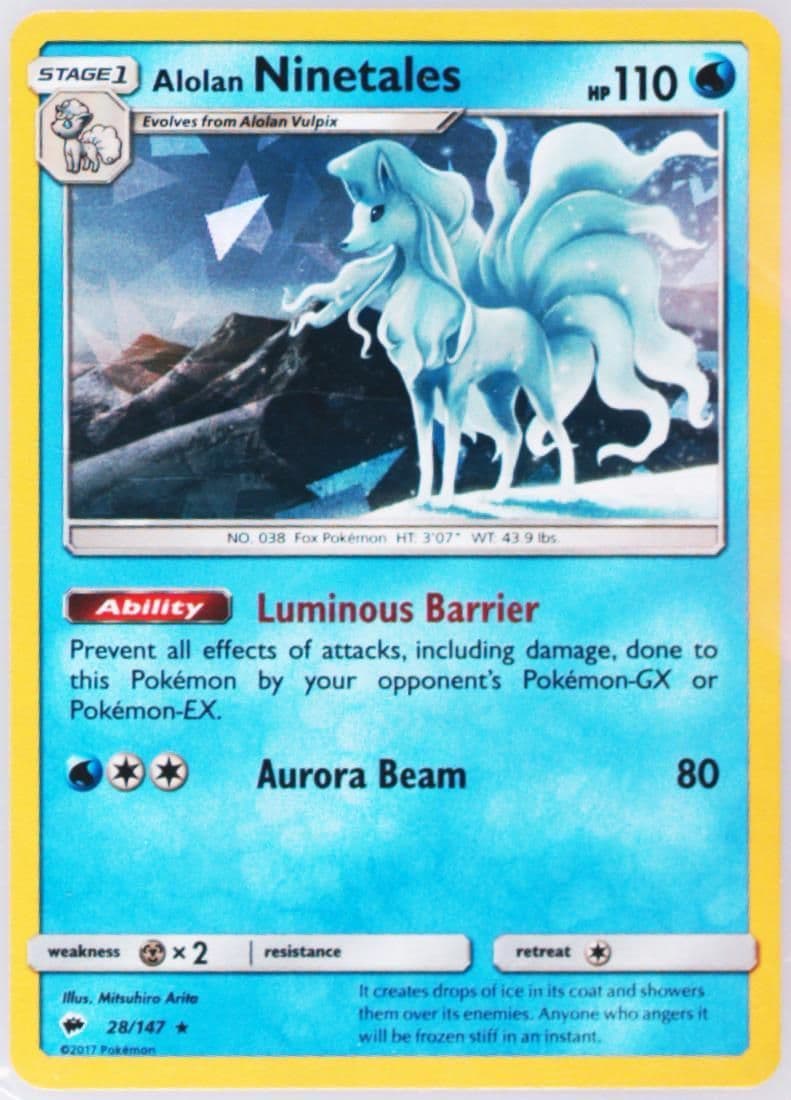 Alolan Ninetales-Holo GX Challenge Box (28) 2017 Pokemon Sun & Moon Burning Shadows
