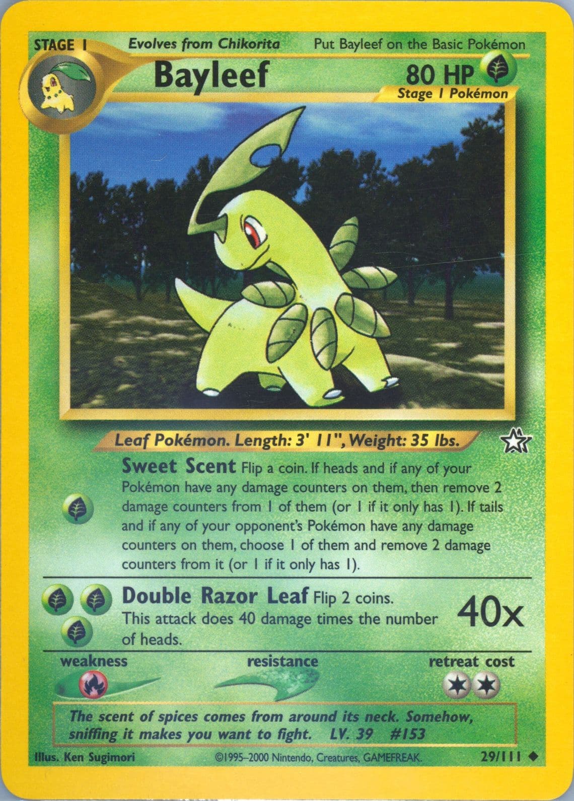 Bayleef (29) 2000 Pokemon Neo Genesis