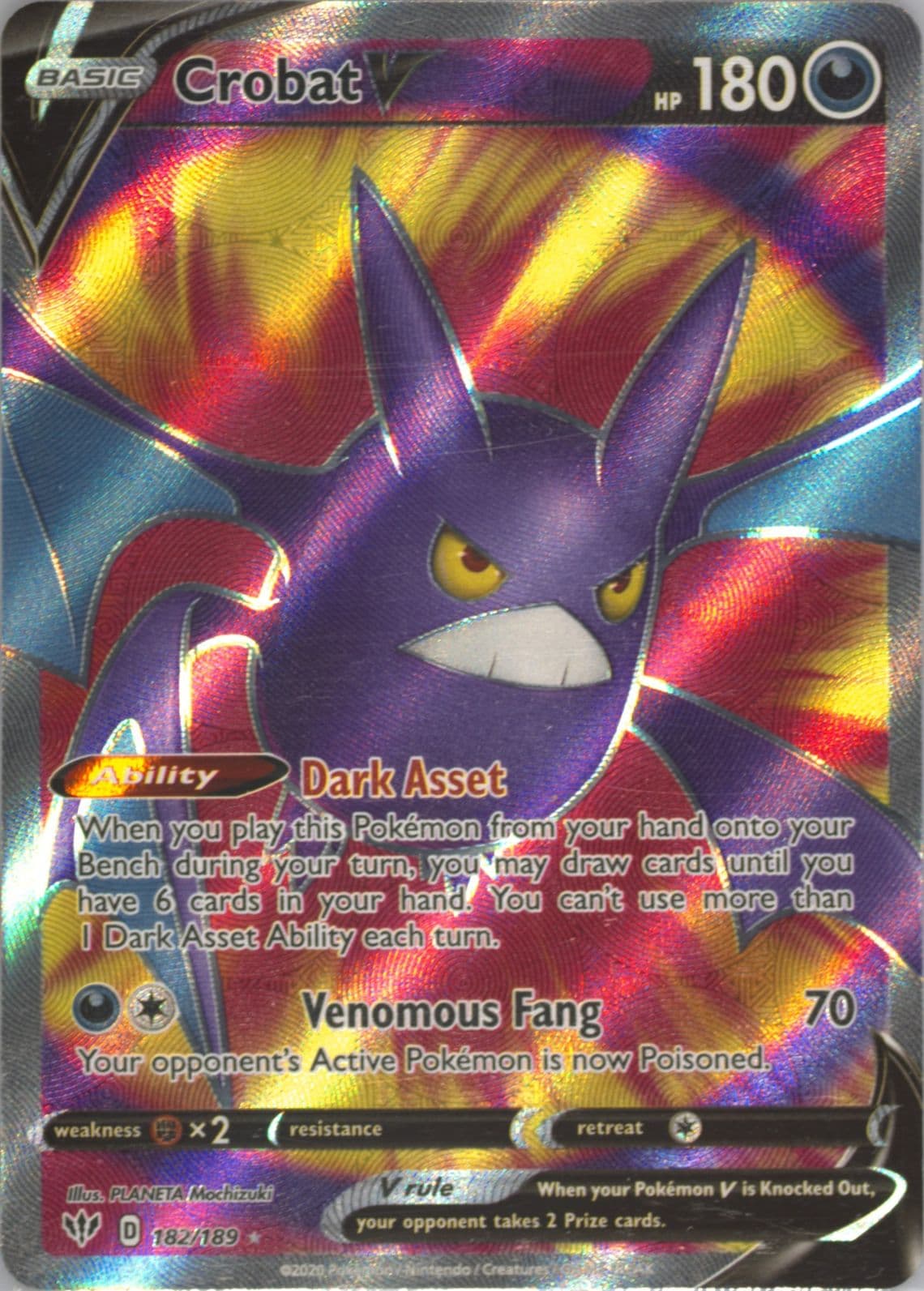 Full Art/Crobat V (182) 2020 Pokemon Sword & Shield Darkness Ablaze