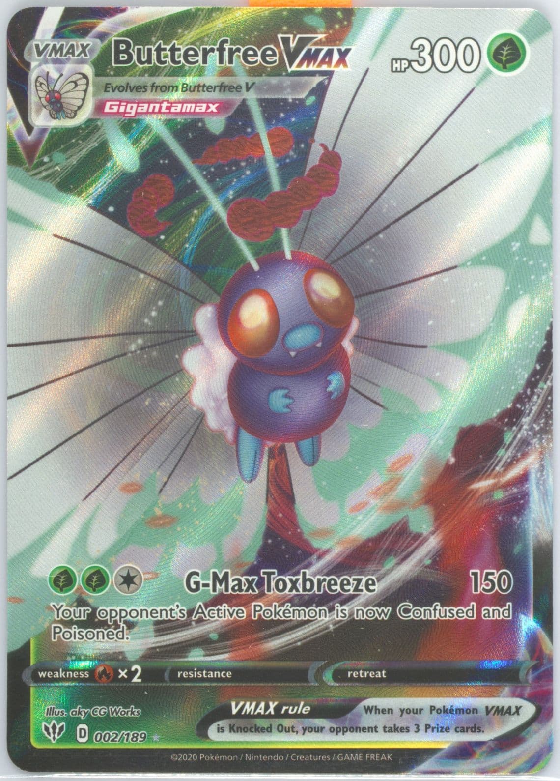 Full Art/Butterfree Vmax (002) 2020 Pokemon Sword & Shield Darkness Ablaze