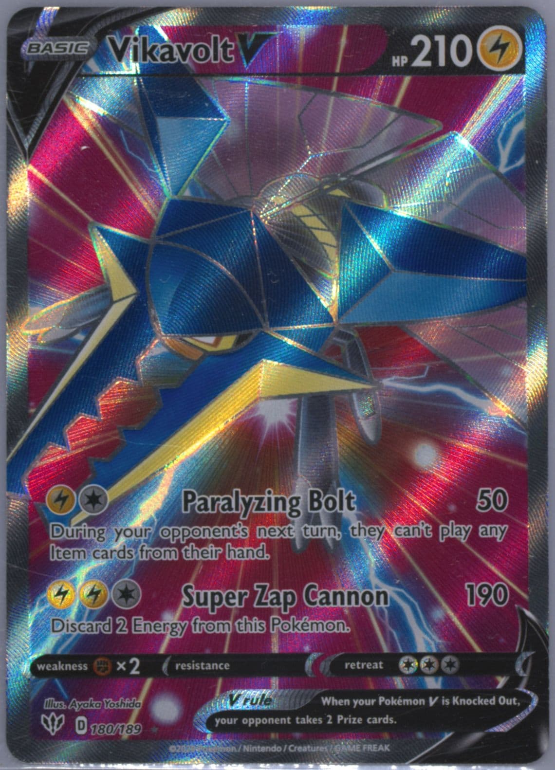 Full Art/Vikavolt V (180) 2020 Pokemon Sword & Shield Darkness Ablaze