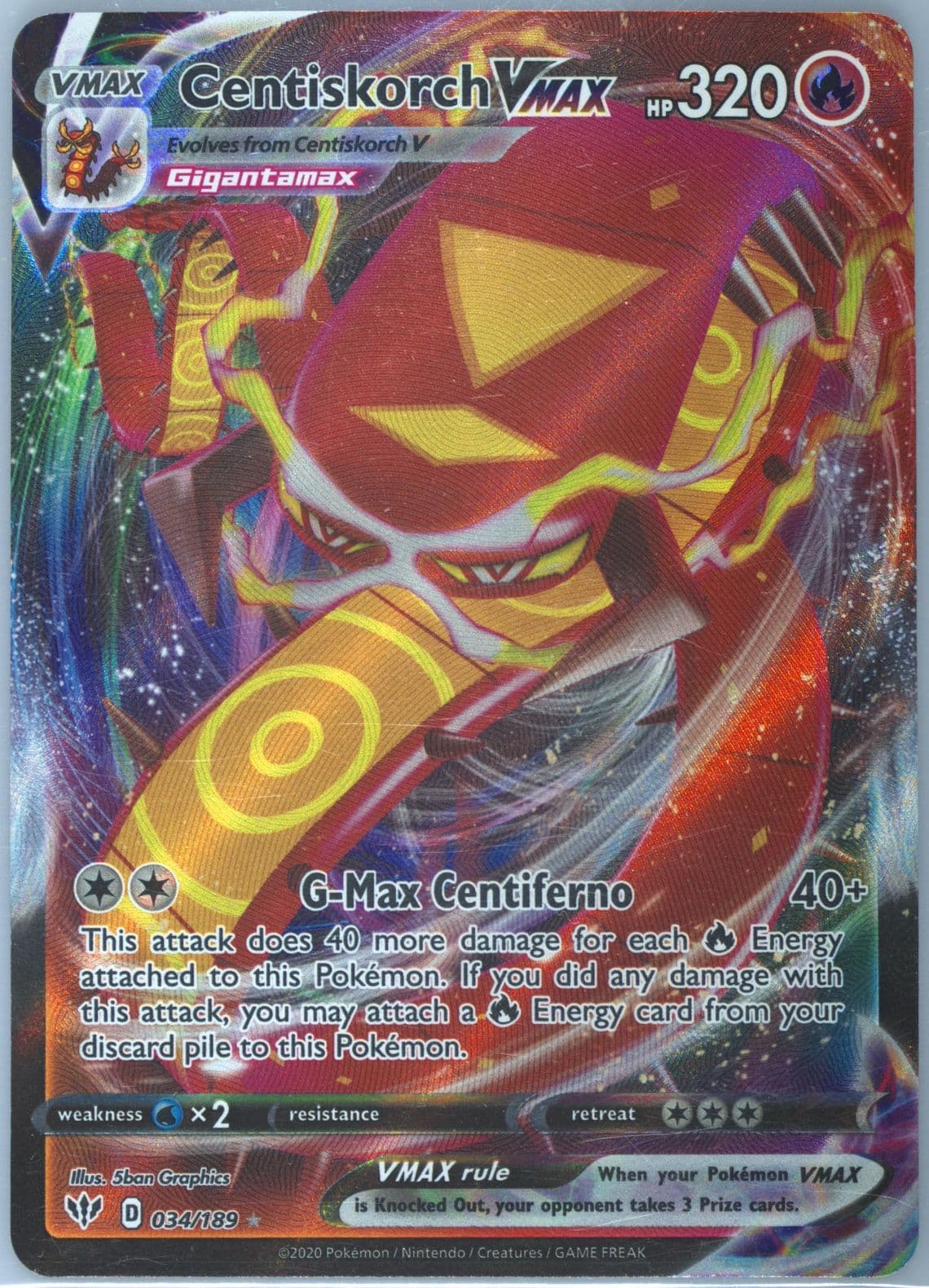 Full Art/Centiskorch Vmax (034) 2020 Pokemon Sword & Shield Darkness Ablaze