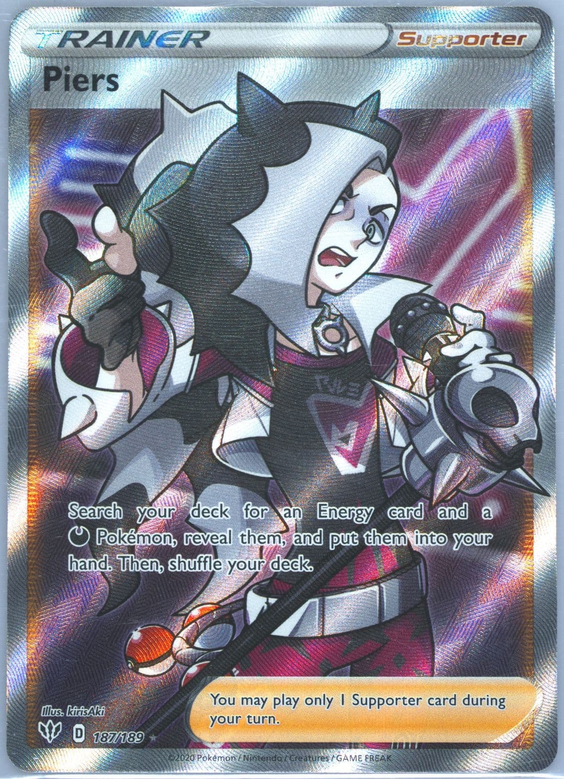 Full Art/Piers (187) 2020 Pokemon Sword & Shield Darkness Ablaze