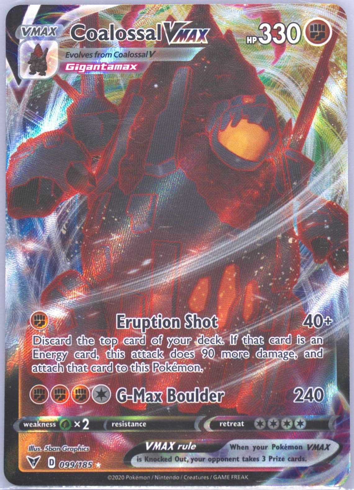 Full Art/Coalossal Vmax (099) 2020 Pokemon Sword & Shield Vivid Voltage