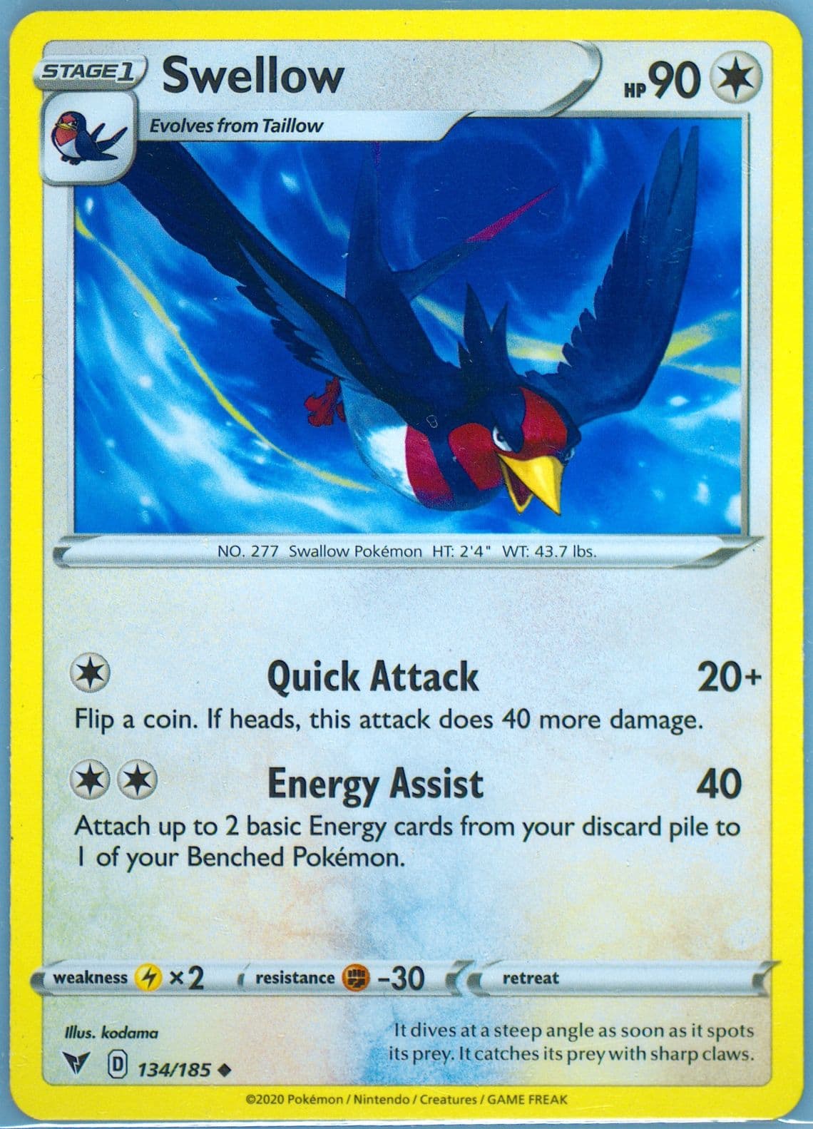 Swellow (134) 2020 Pokemon Sword & Shield Vivid Voltage
