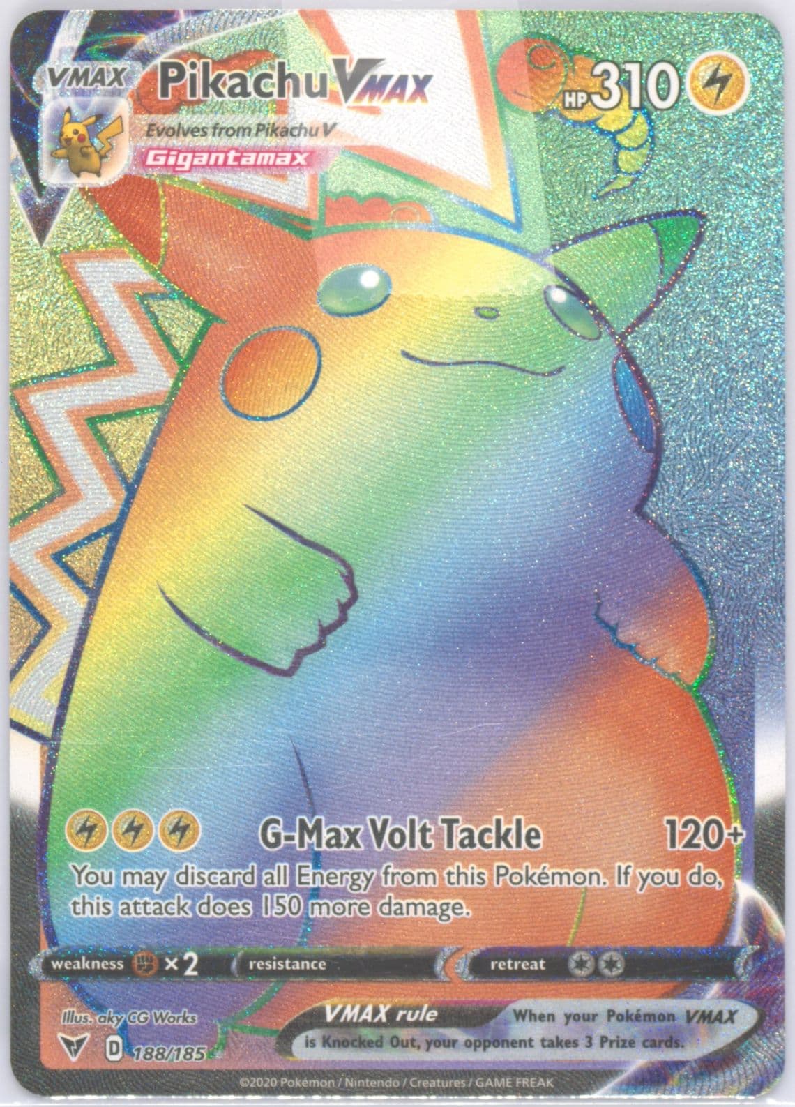Full Art/Pikachu Vmax Secret (188) 2020 Pokemon Sword & Shield Vivid Voltage