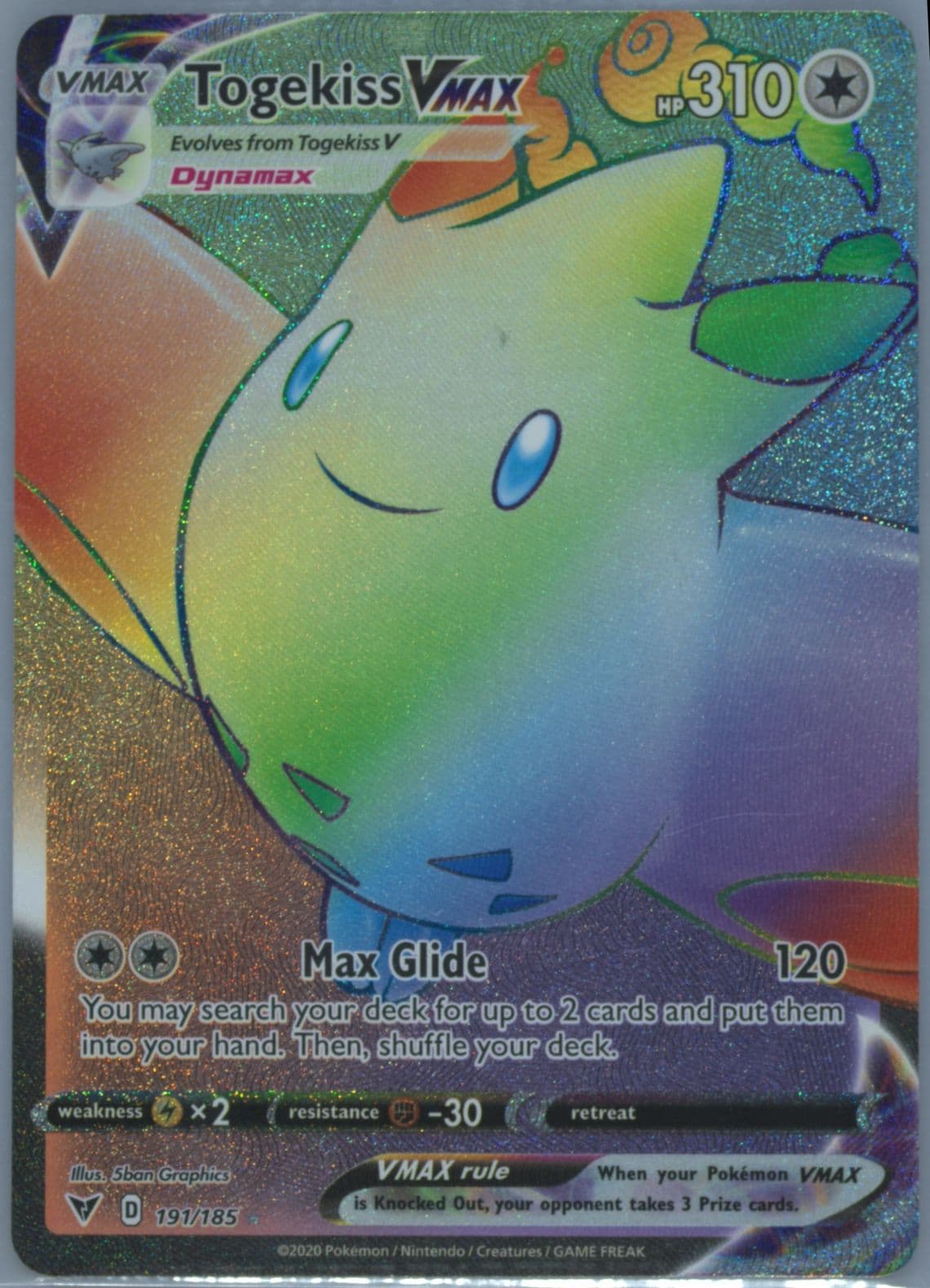 Full Art/Togekiss Vmax Secret (191) 2020 Pokemon Sword & Shield Vivid Voltage