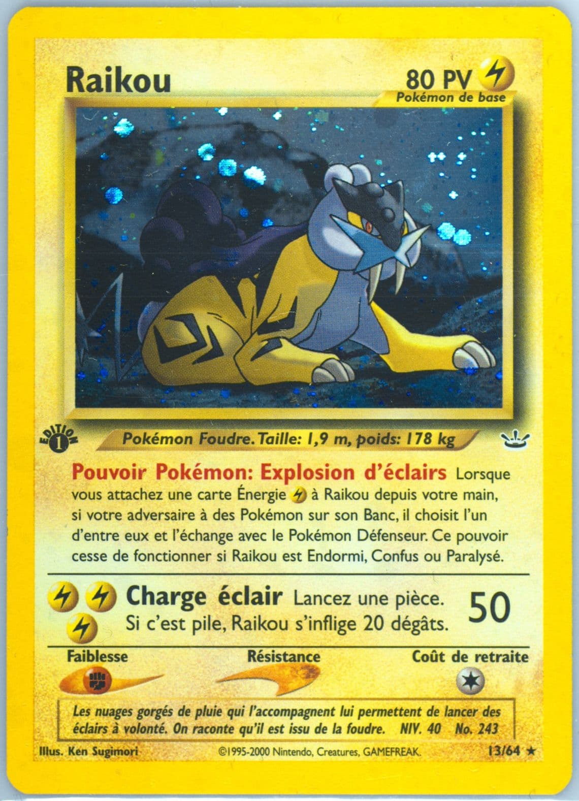 Raikou-Holo 1st Edition (13) 2002 Pokemon French Neo Revelation