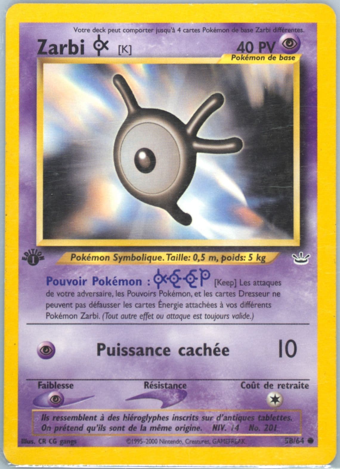 Zarbi K 1st Edition (58) 2002 Pokemon French Neo Revelation