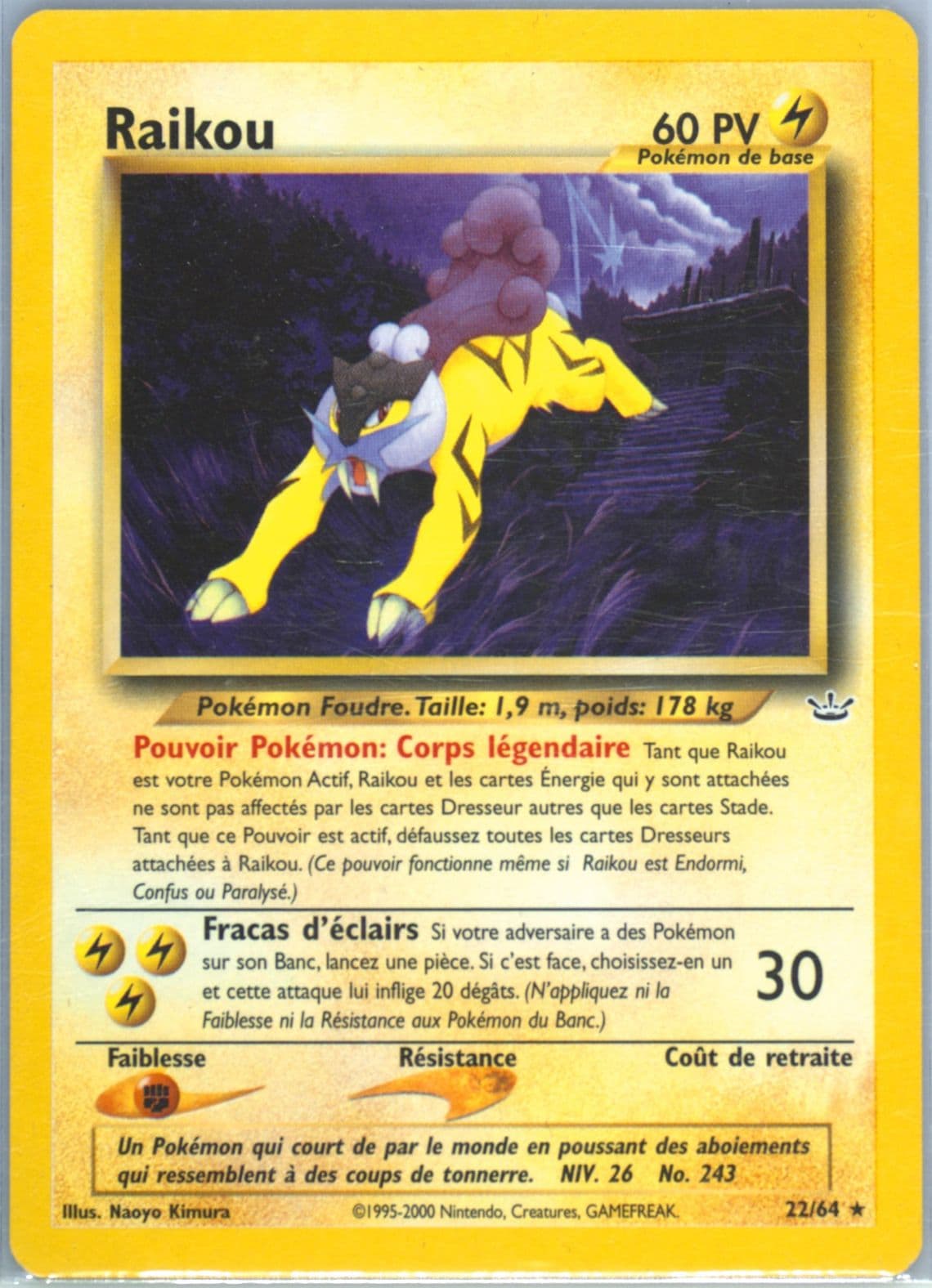 Raikou (22) 2002 Pokemon French Neo Revelation