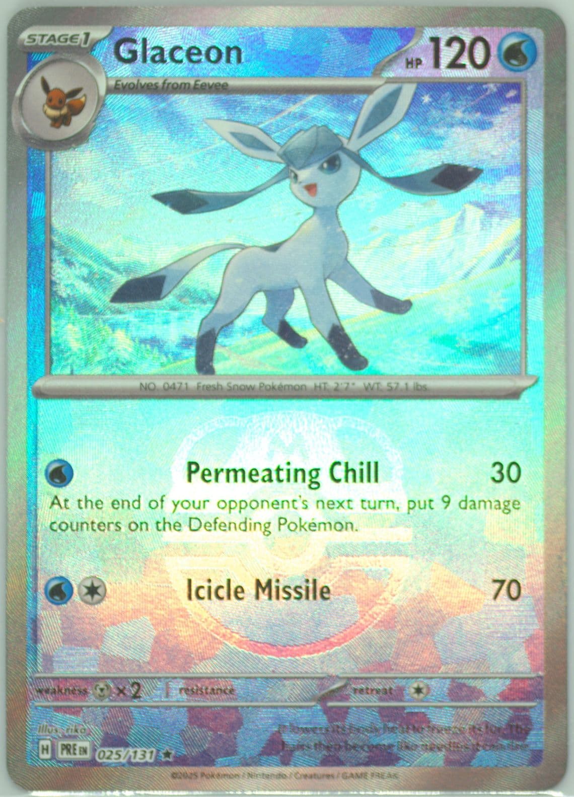 Glaceon Master Ball Reverse Holo (025) 2025 Pokemon Pre EN-Prismatic Evolutions