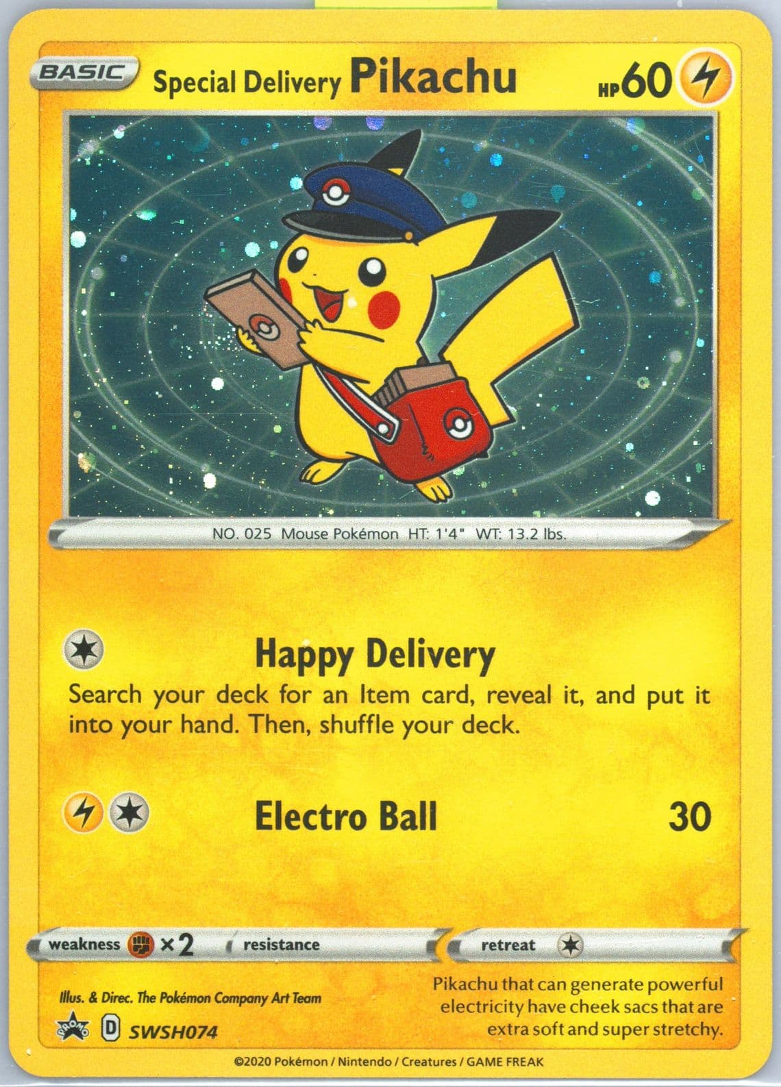 Special Delivery Pikachu-Holo Pokemon Center Canada (074) 2020 Pokemon Swsh Black Star Promo