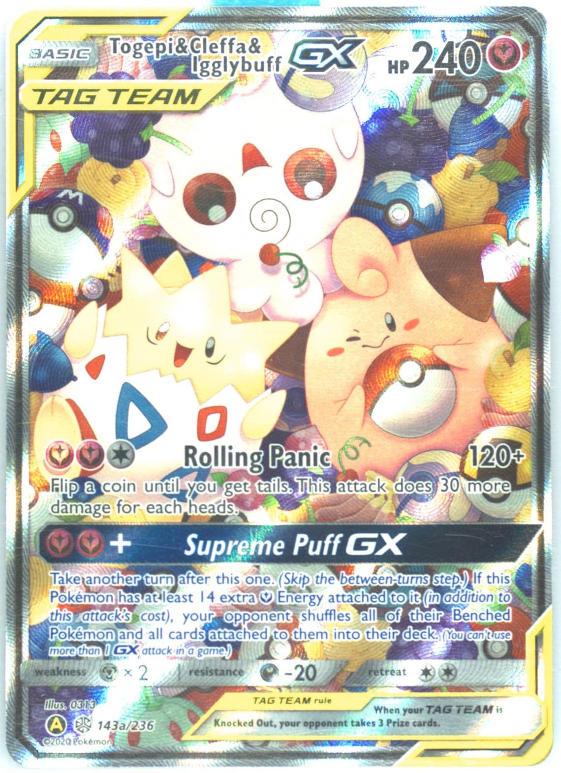 Togepi & Cleffa & Igglybuff GX 2020 Yellow A Alternate Art Small But Mighty Premium Collection (143a) 2019 Pokemon Sun & Moon Cosmic Eclipse