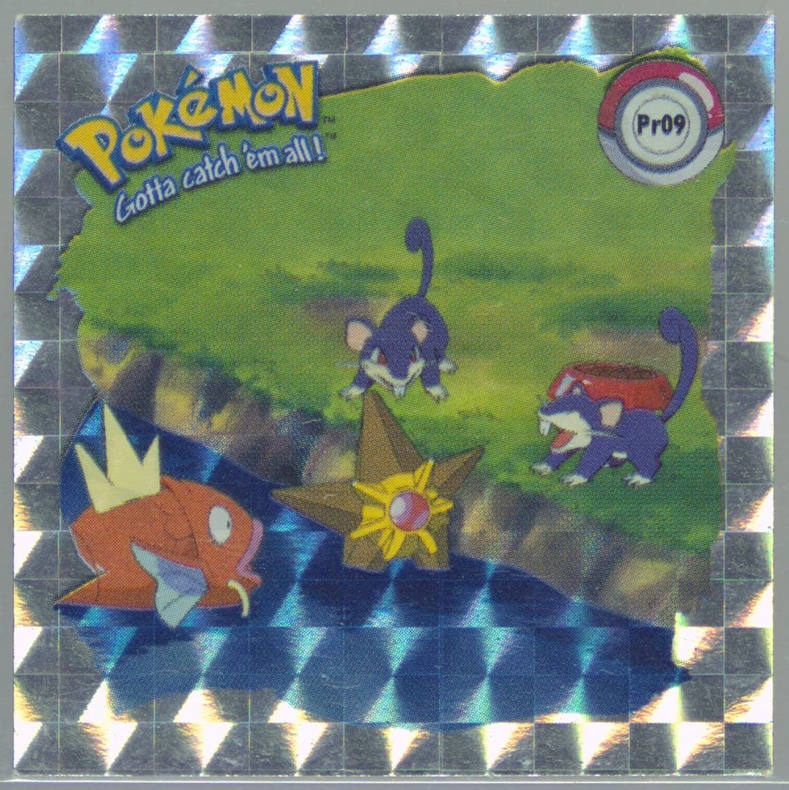 Group Shot (PR09) 1999 Pokemon Stickers Series 1 Bonus Prism Stickers