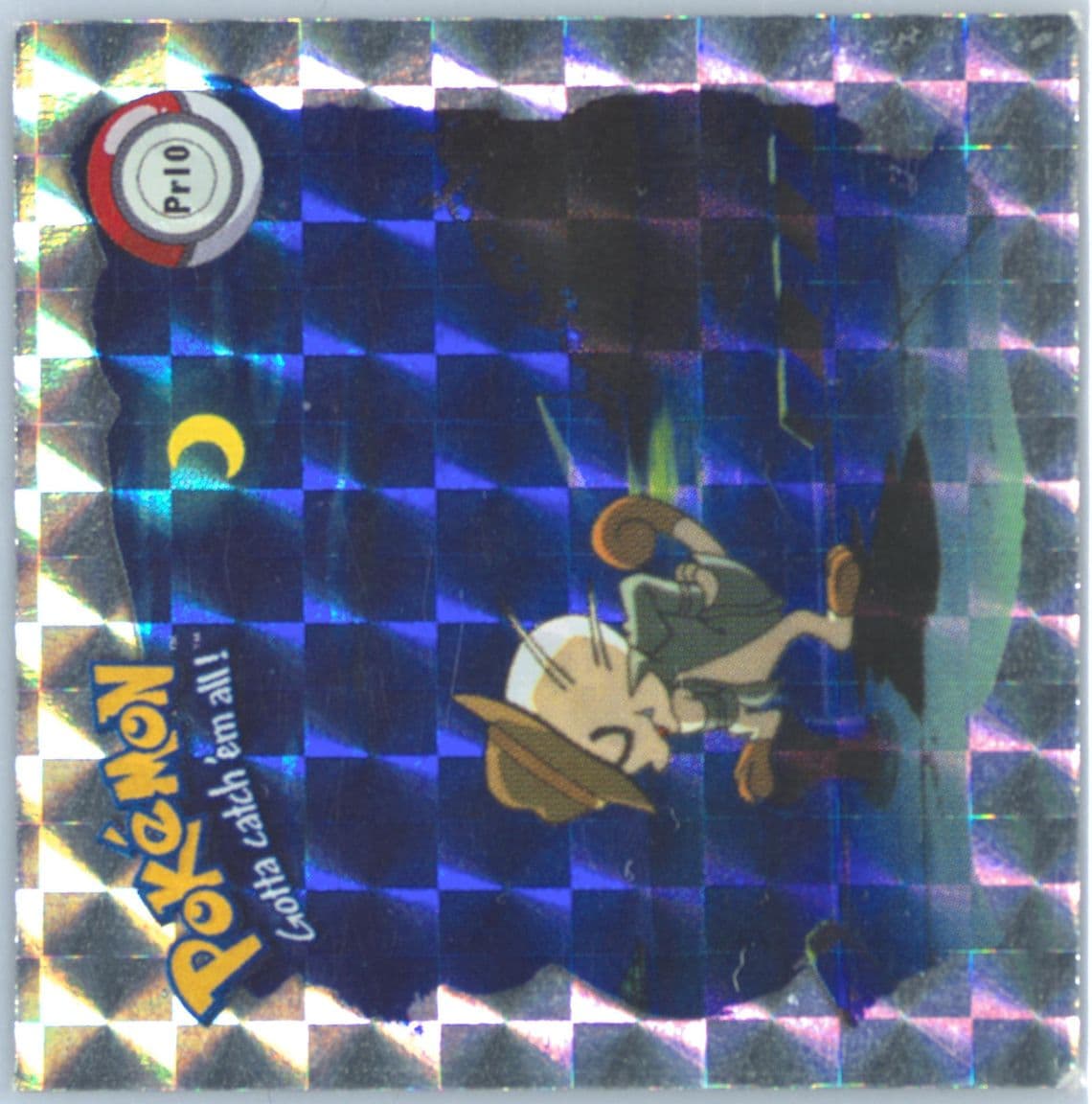 Meowth (PR10) 1999 Pokemon Stickers Series 1 Bonus Prism Stickers