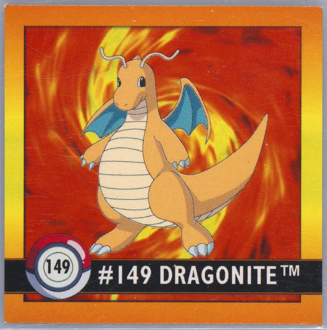 Dragonite (149) 1999 Pokemon Stickers Series 1