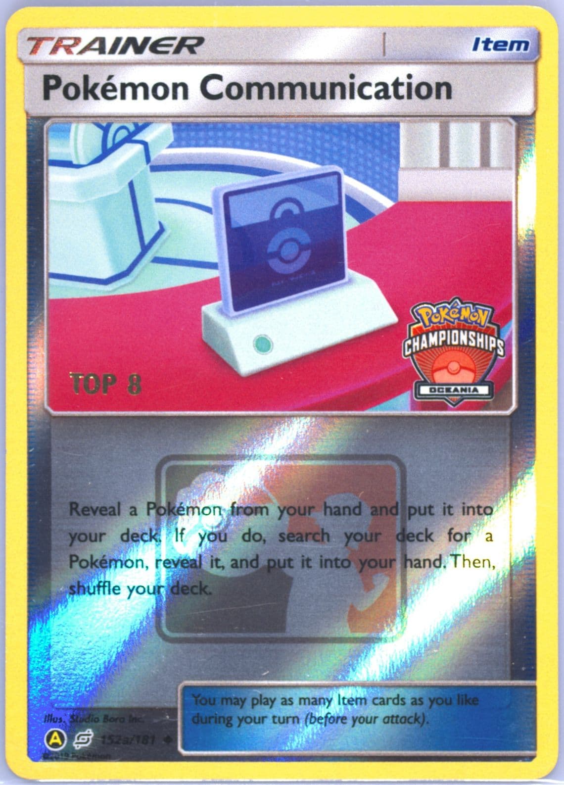 Pokemon Communication-Reverse Foil Yellow A Alternate Art 2019 Season International Championships Oceania Top 8 (152A) 2019 Pokemon Sun & Moon Team Up