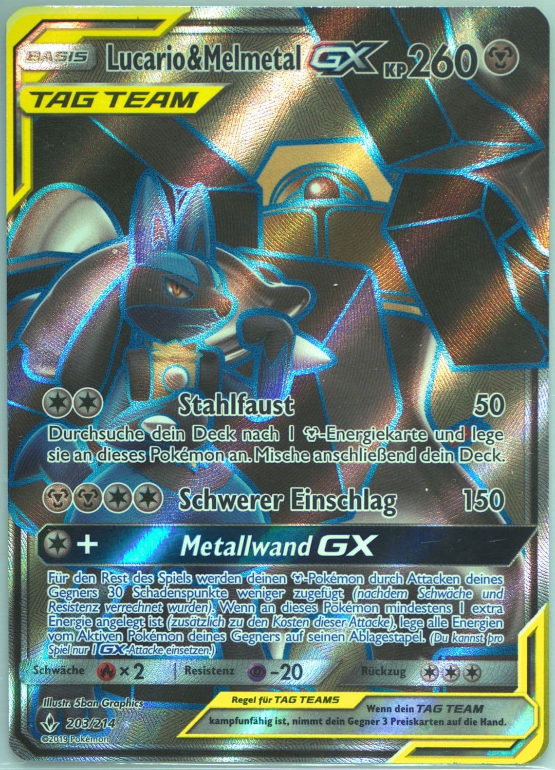 Full Art/Lucario & Melmetal GX German (203) 2019 Pokemon Sun & Moon Unbroken Bonds