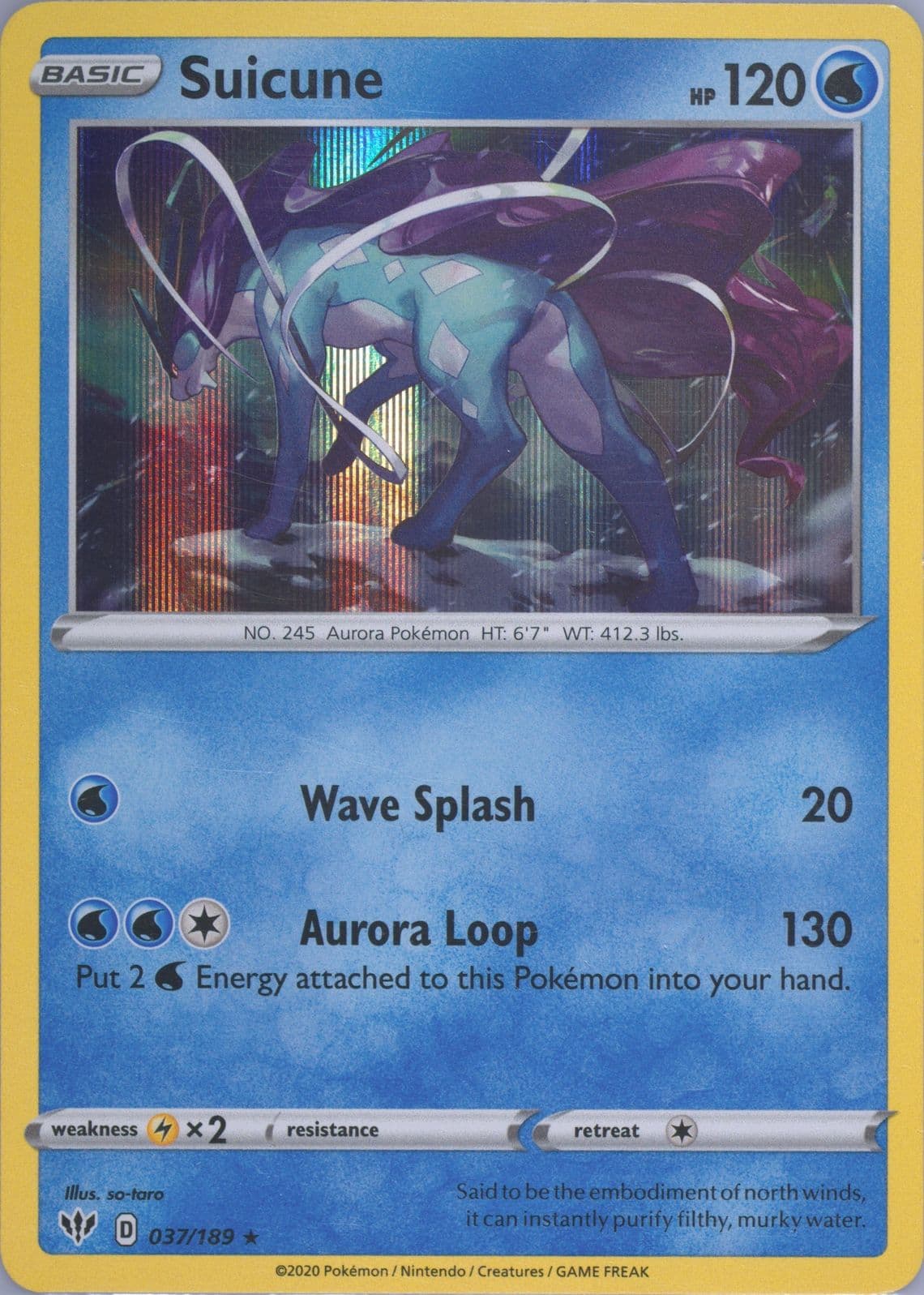 Suicune-Holo (037) 2020 Pokemon Sword & Shield Darkness Ablaze