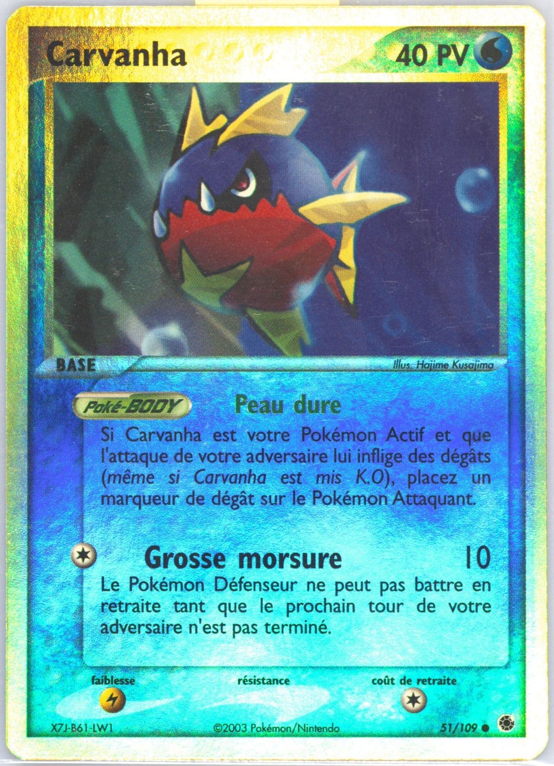 Carvanha-Reverse Foil French (51) 2003 Pokemon EX Ruby & Sapphire