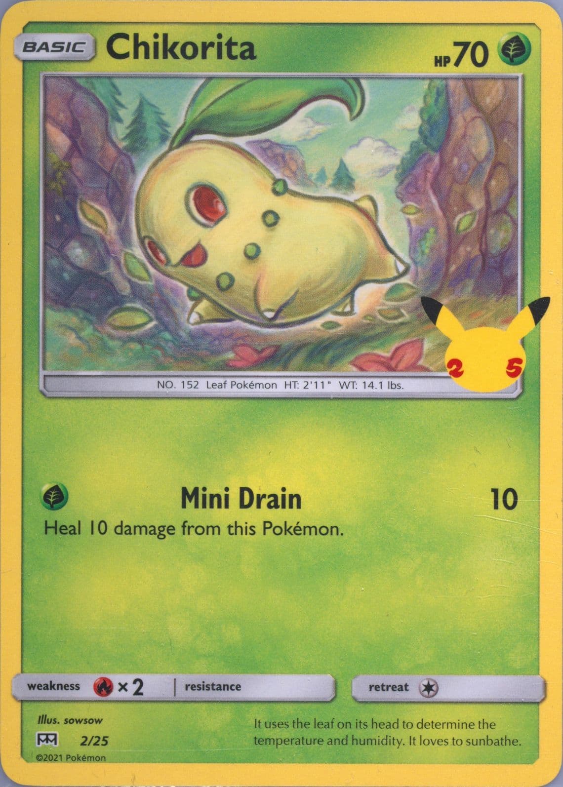 Chikorita (2) 2021 Pokemon Mcdonald's Collection