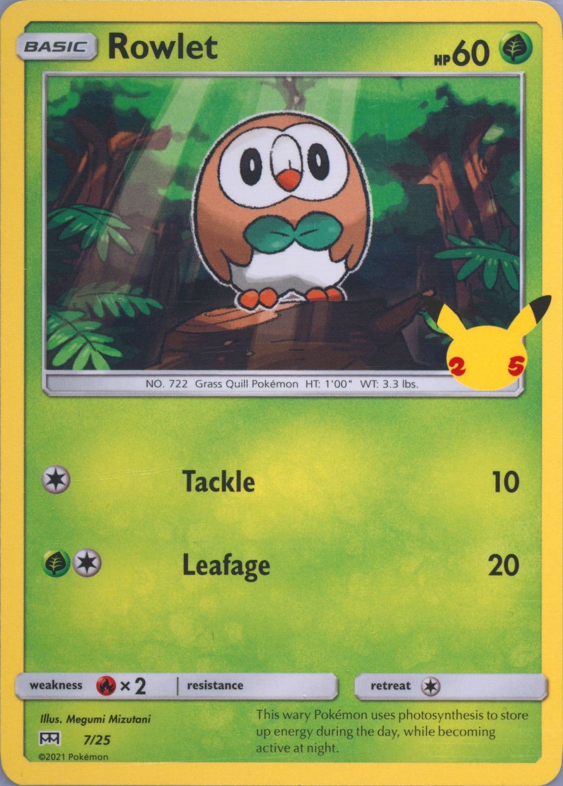 Rowlet (7) 2021 Pokemon Mcdonald's Collection